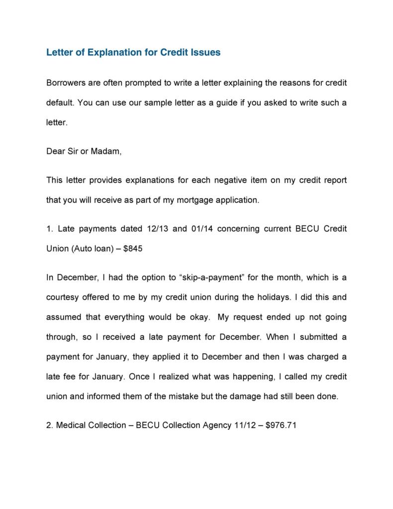 48 Letters Of Explanation Templates (Mortgage Derogatory Credit ) 48 Letters Of Explanation Templates (Mortgage Derogatory Credit )