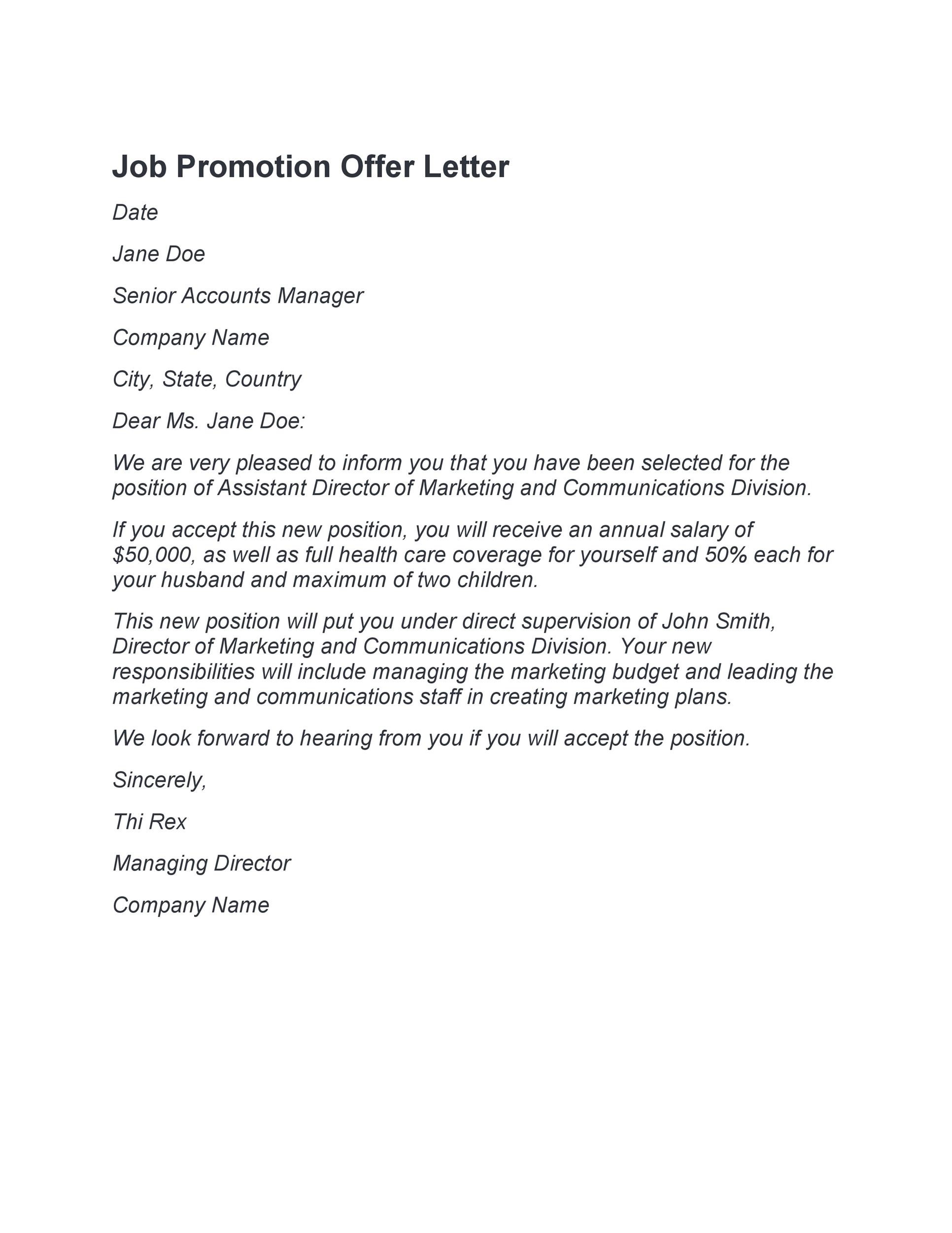sample of application letter for promotion in government