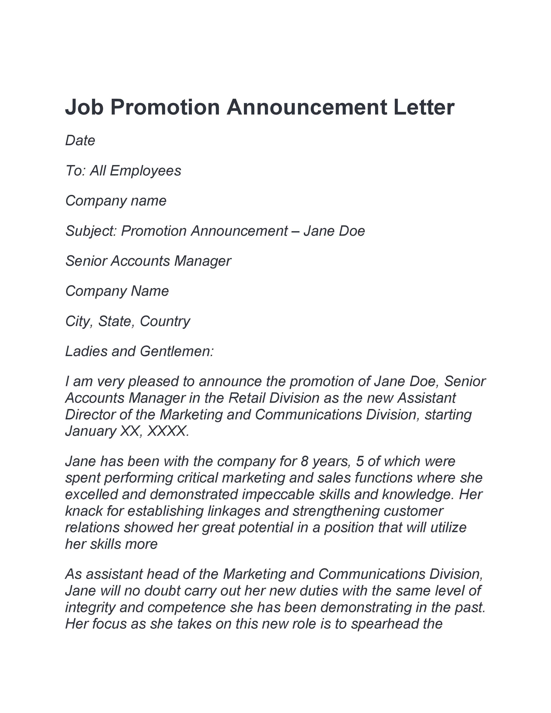 application letter of promotion
