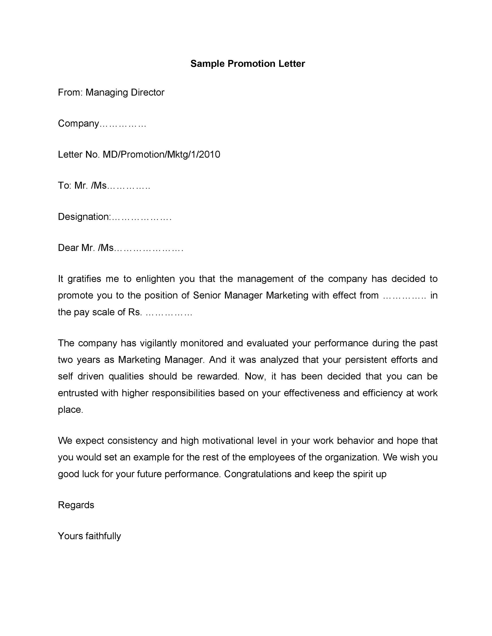 application letter for a promotion