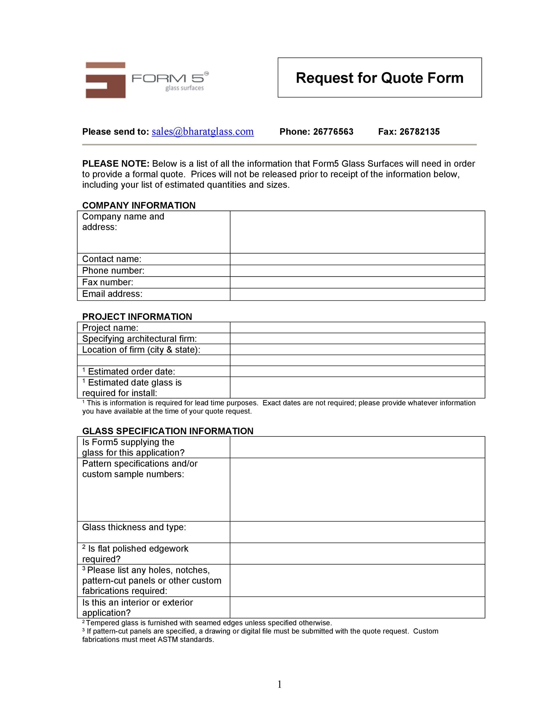 Quote Request Form Template Excel from templatelab.com