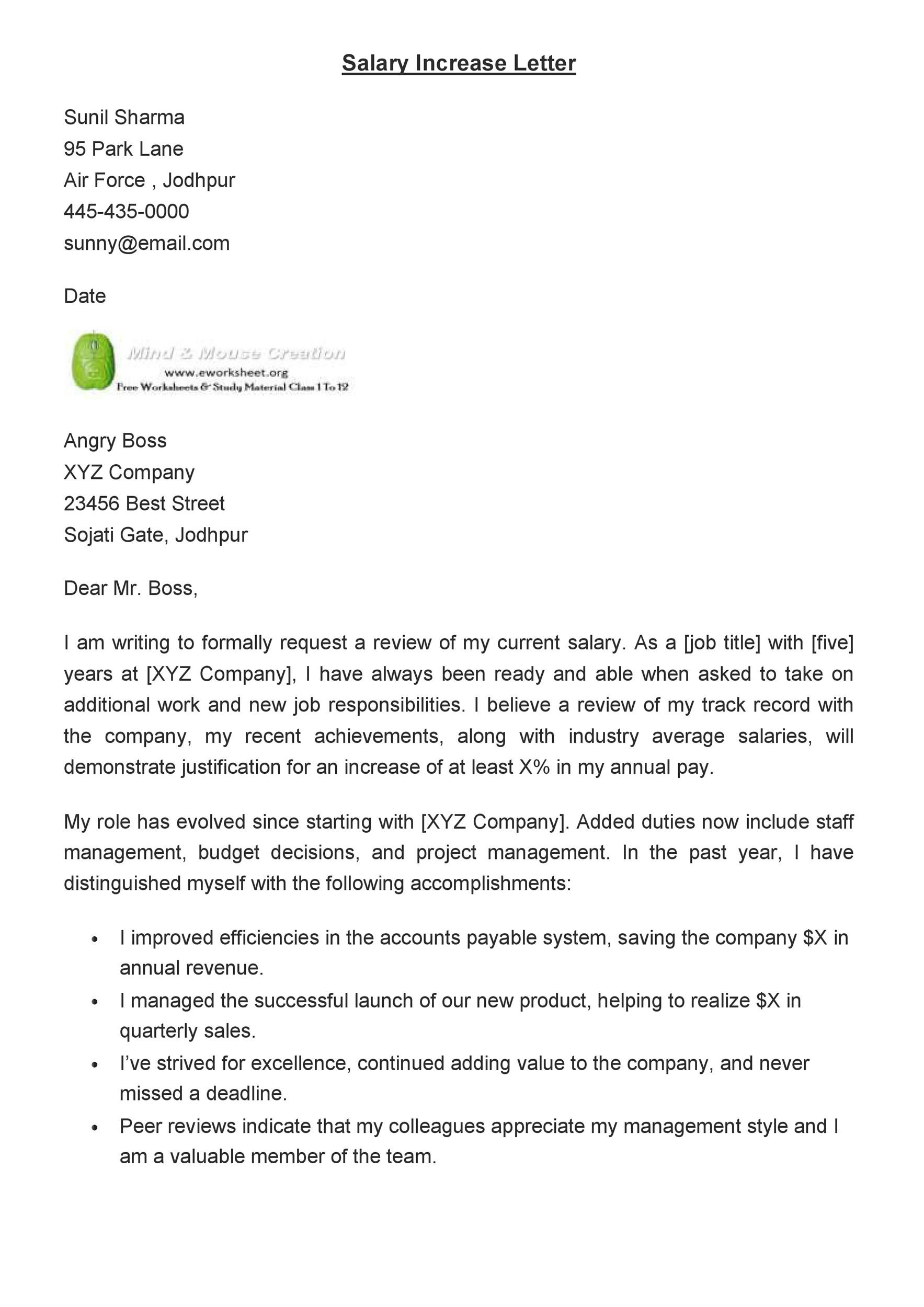 Letter Asking For A Raise Template from templatelab.com