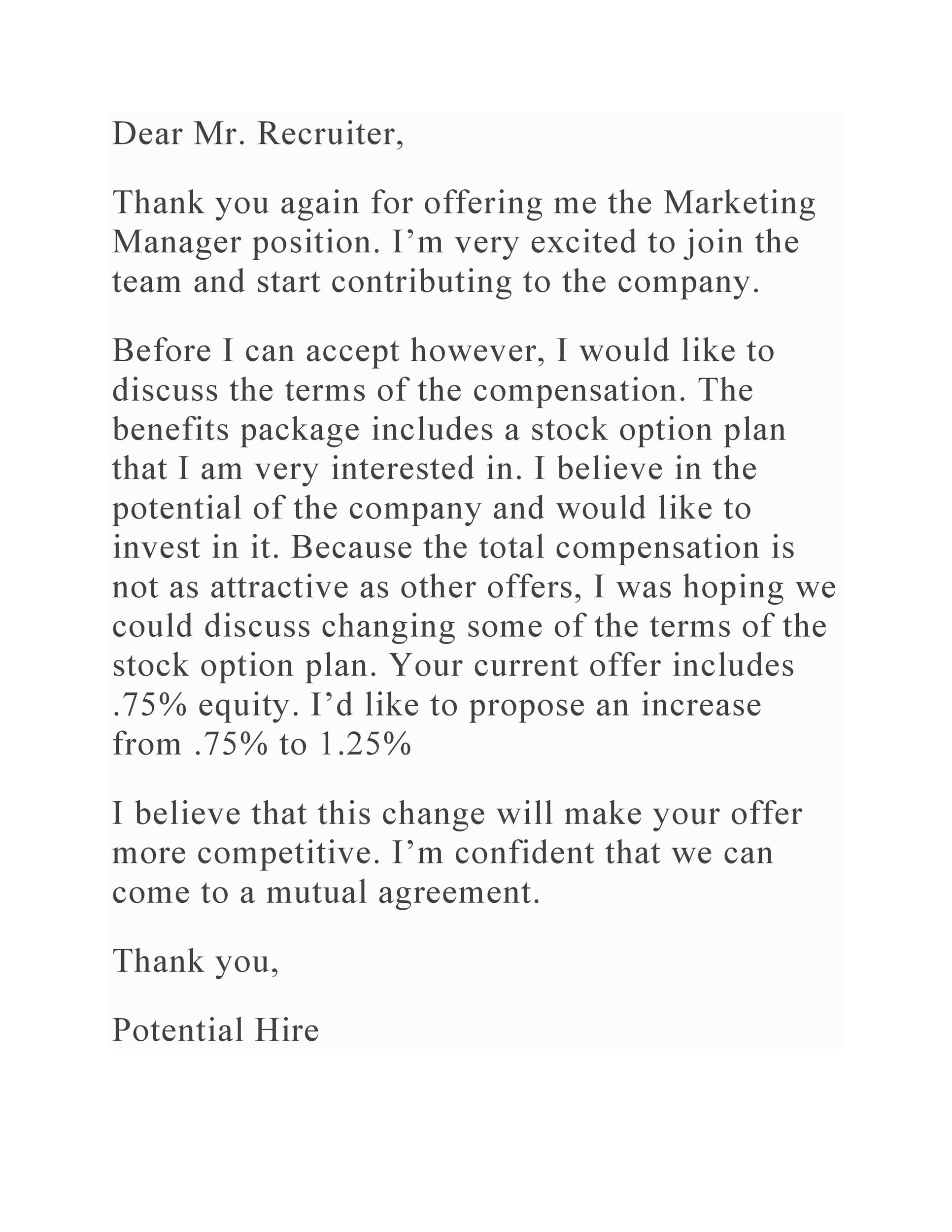 Free salary negotiation letter 15