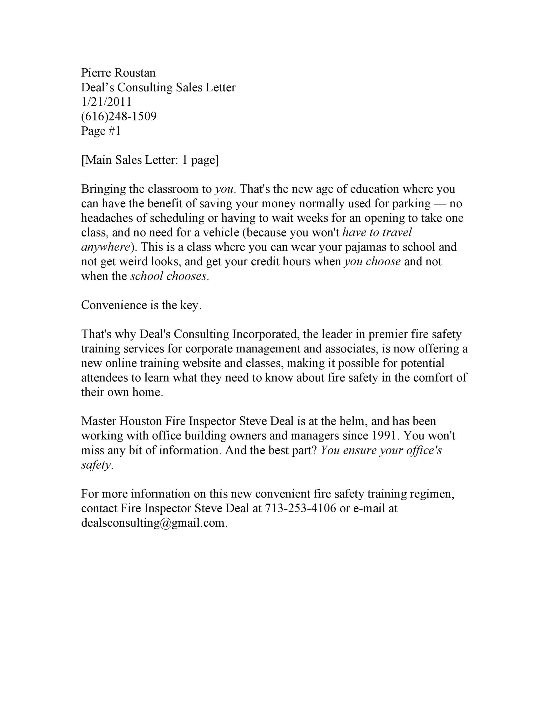 Free sales letter template 03