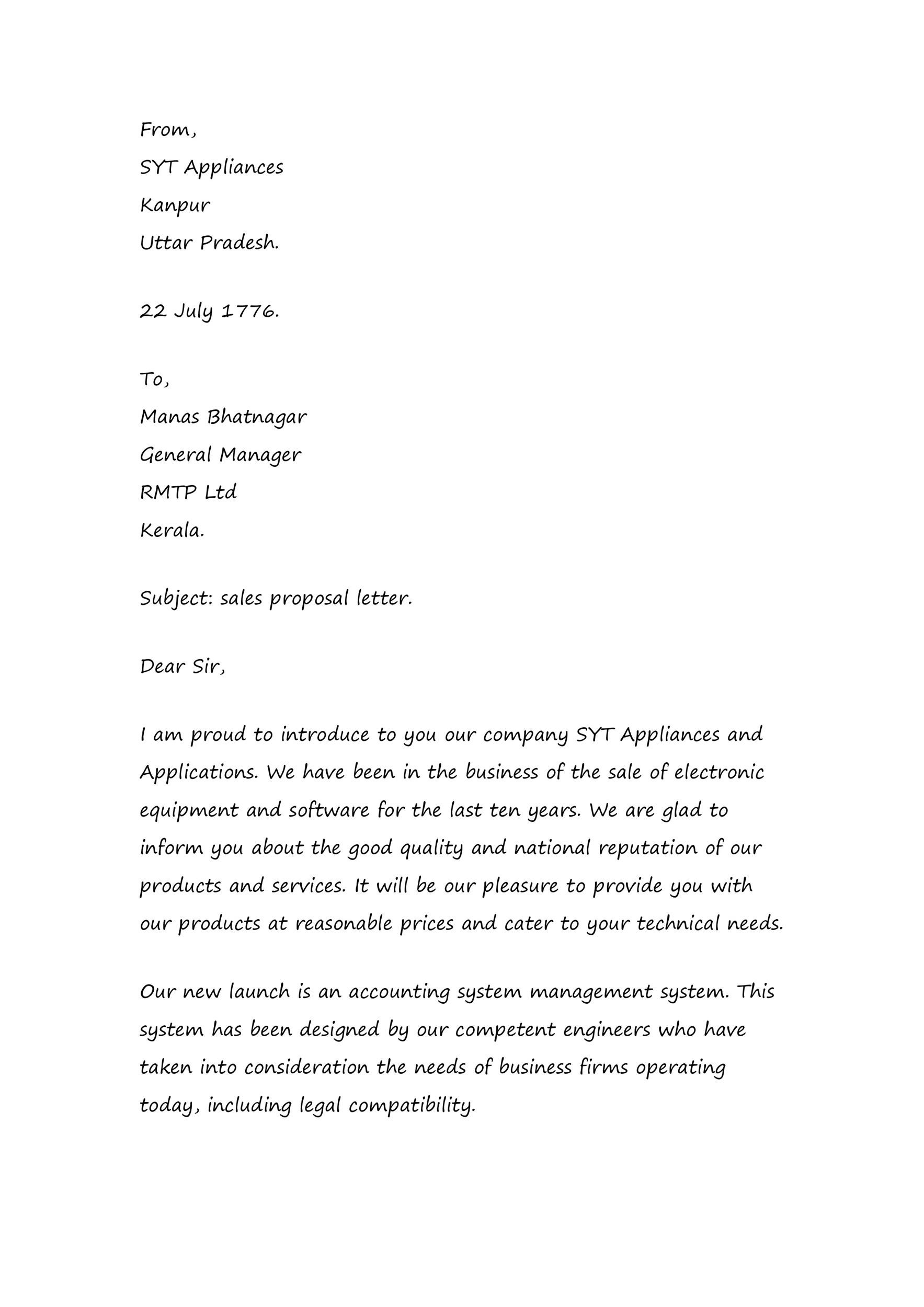 application letter sales marketing