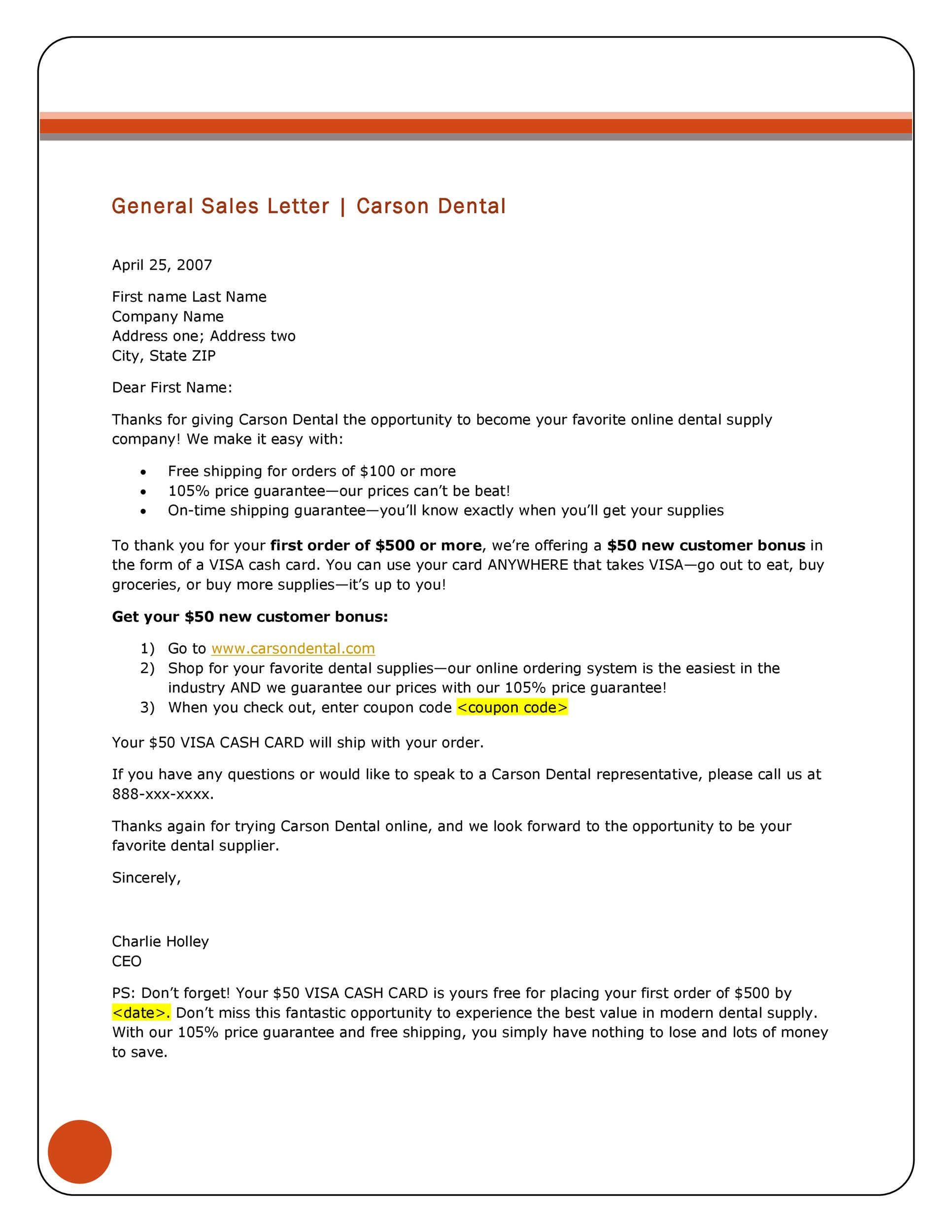 Free sales letter template 05