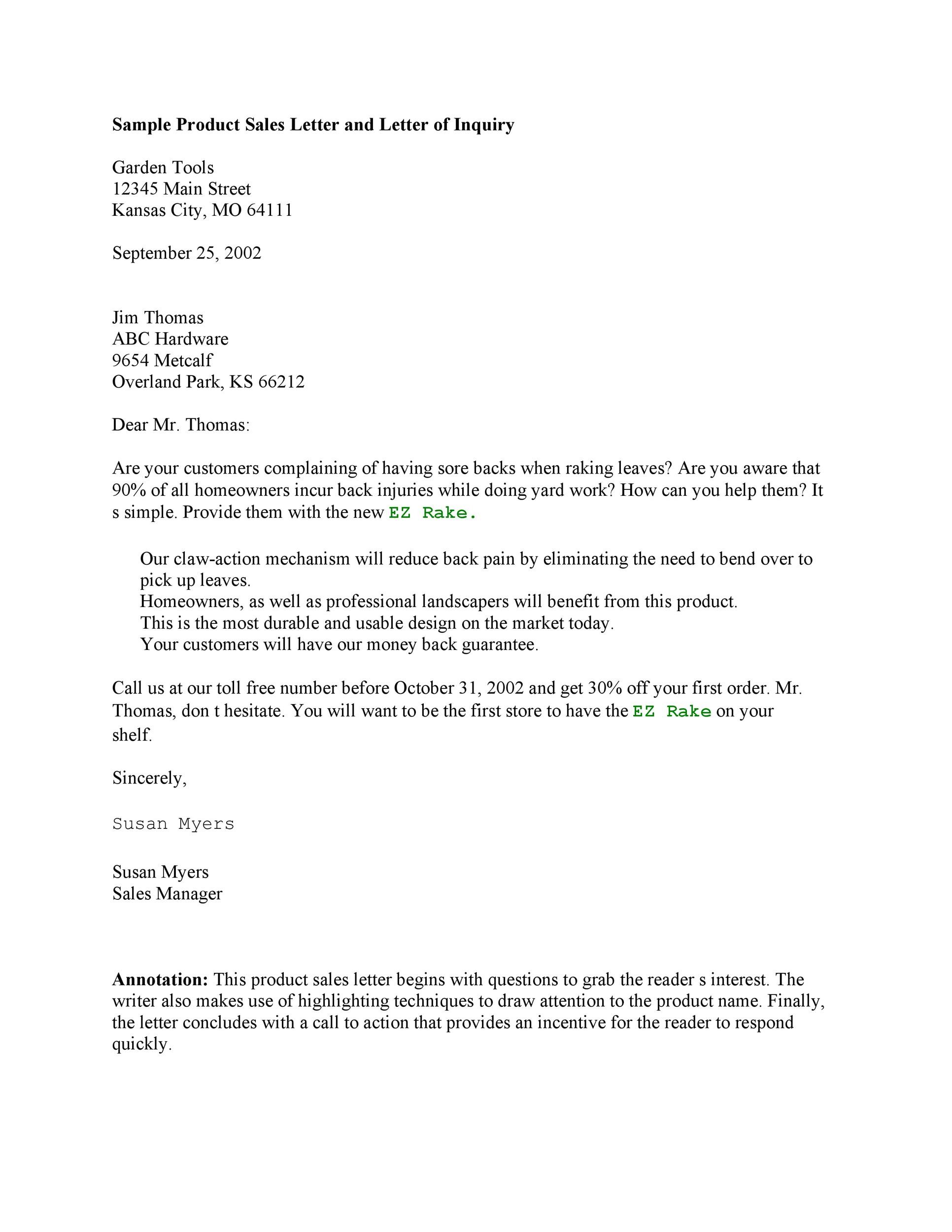 Sample Business Sales Letter Format