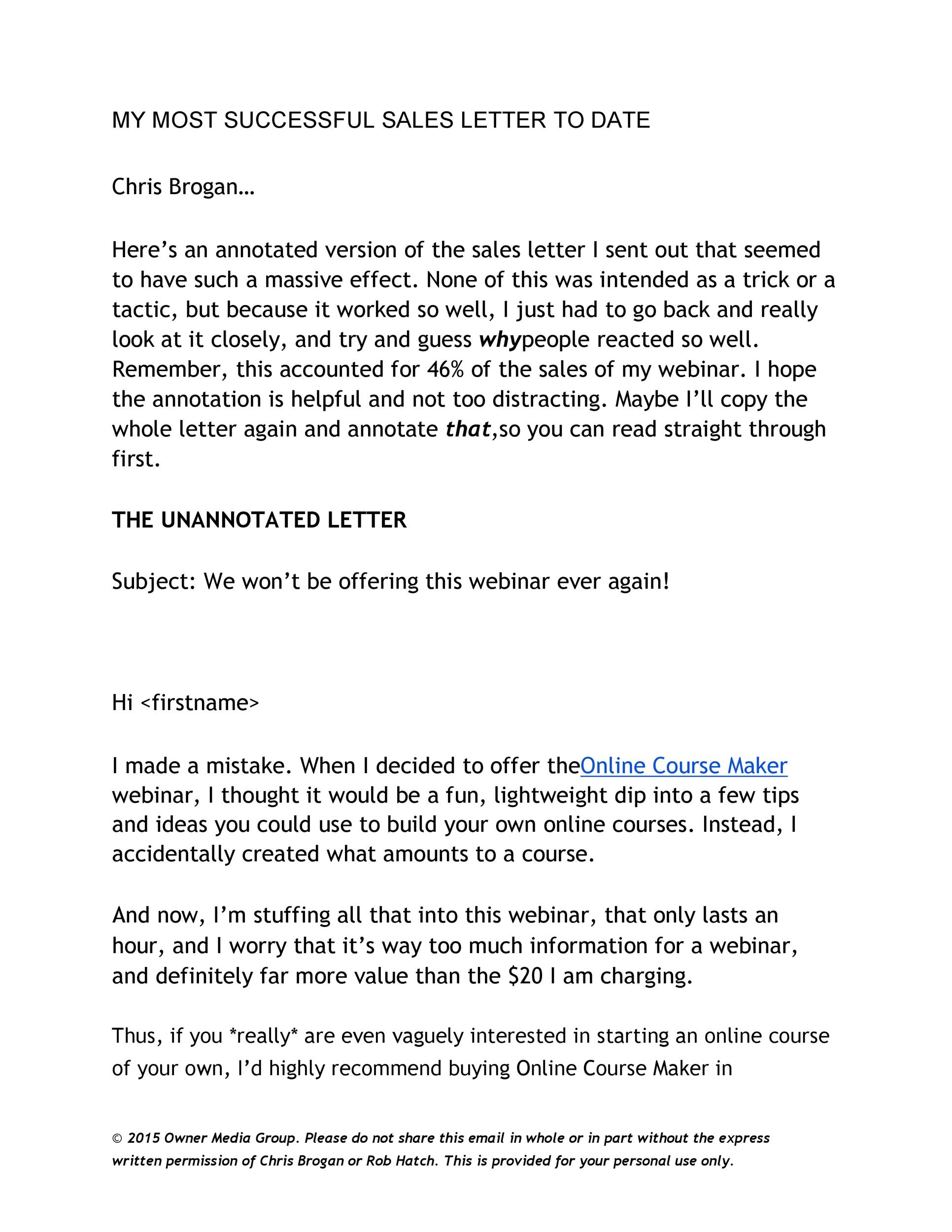 Free sales letter template 43