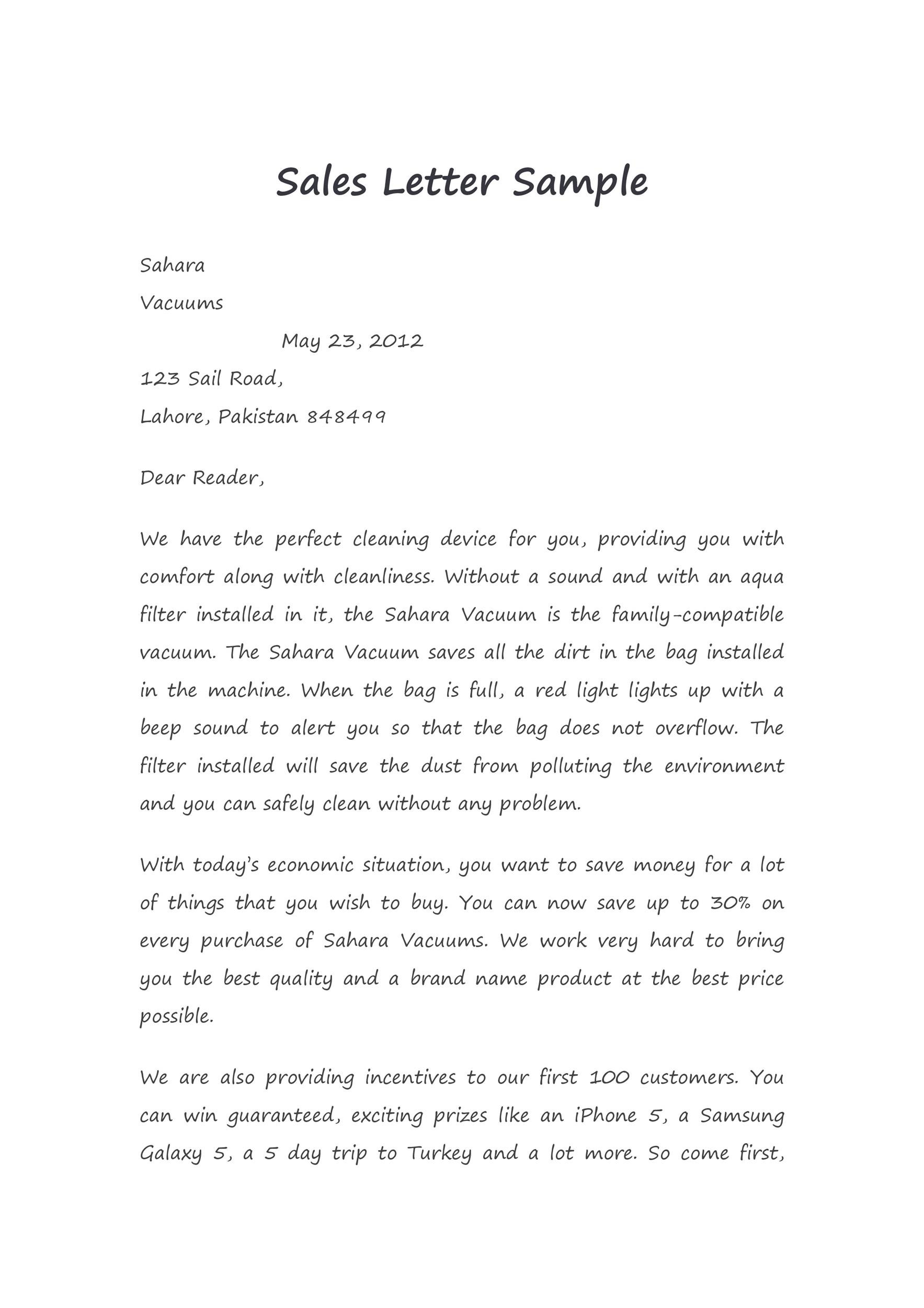 Free sales letter template 45