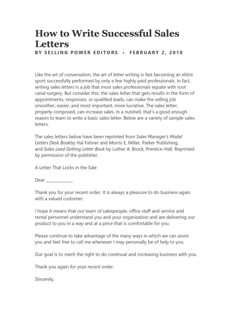 50 Effective Sales Letter Templates (w/ Examples) ᐅ TemplateLab