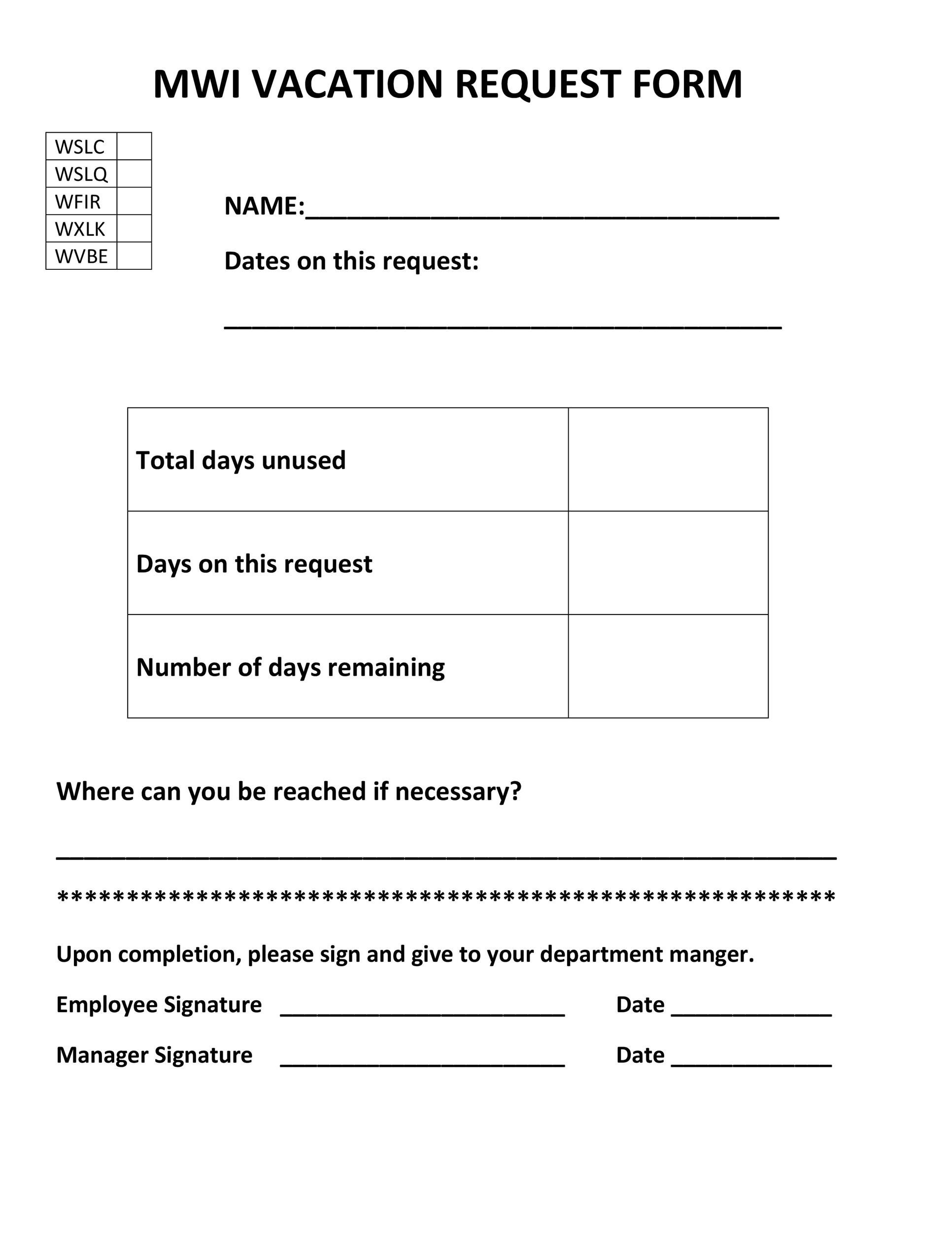 Free vacation request form 03