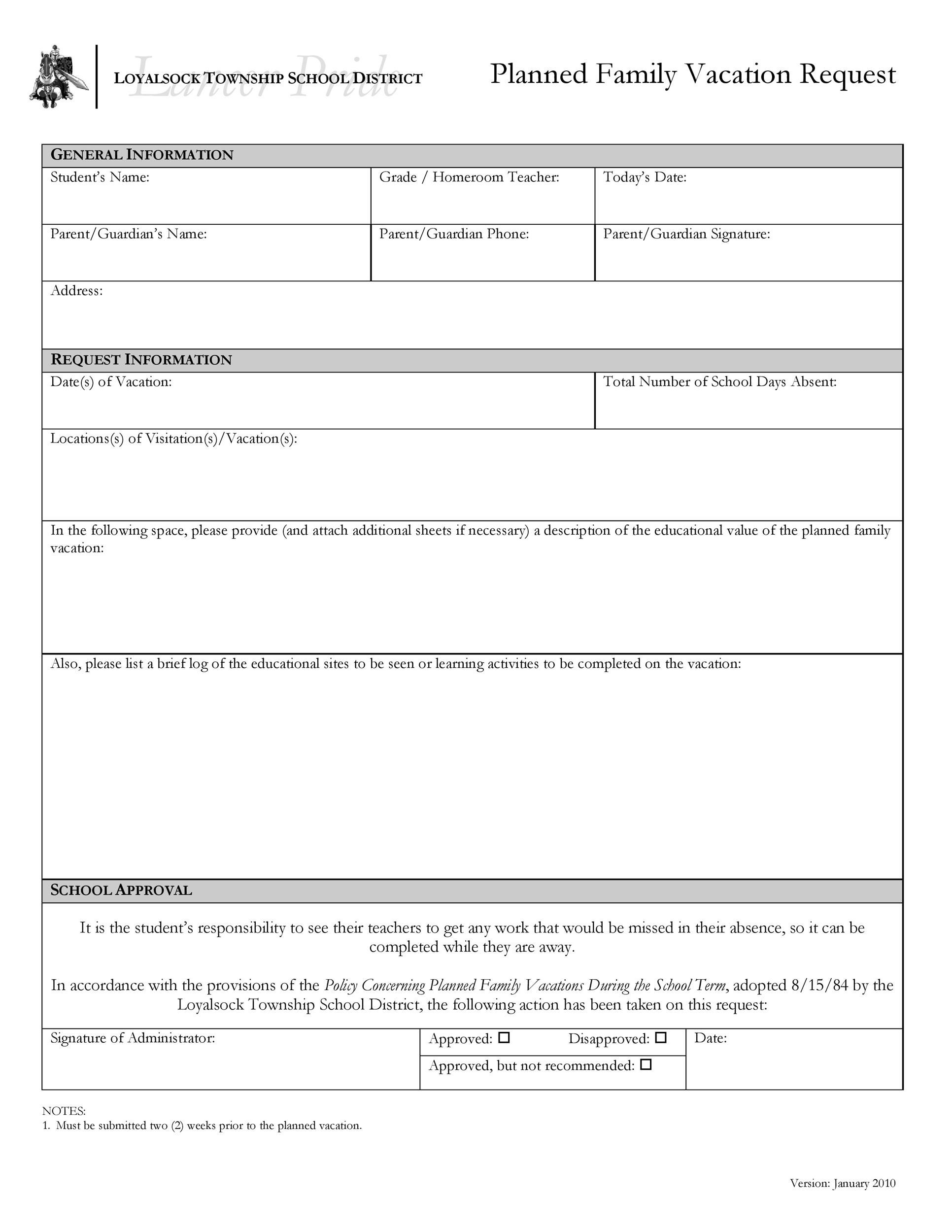 Free vacation request form 04