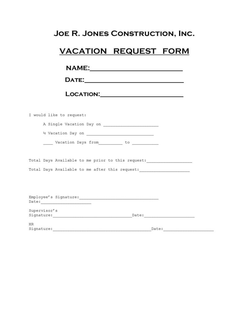 50 Professional Employee Vacation Request Forms [Word] ᐅ TemplateLab