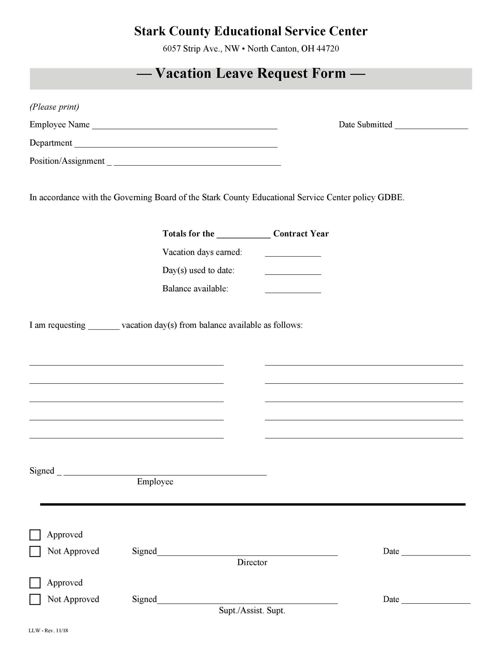 Free vacation request form 15