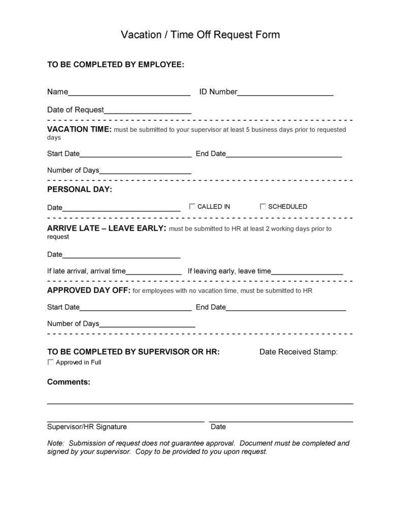 50 Professional Employee Vacation Request Forms [Word] ᐅ TemplateLab