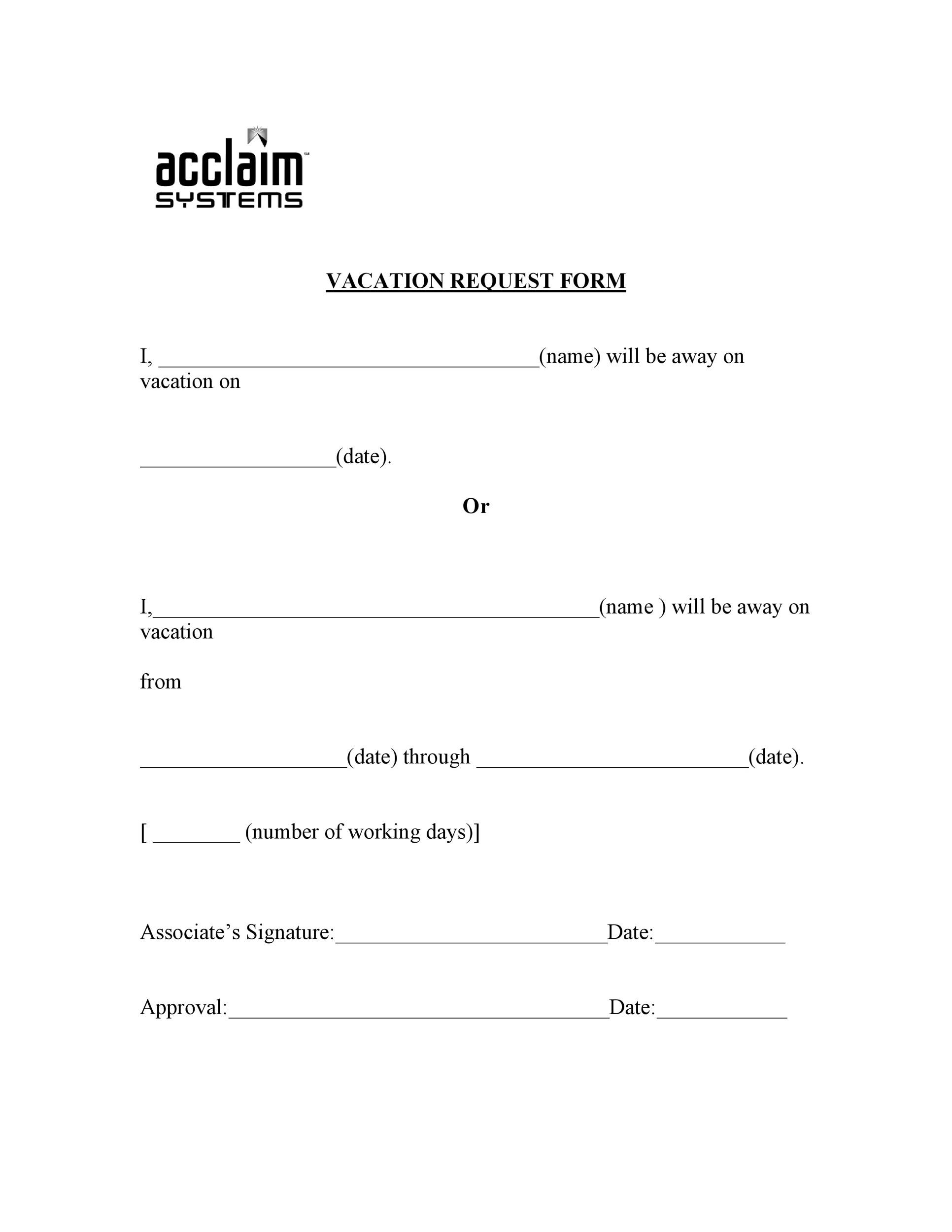 Free vacation request form 28
