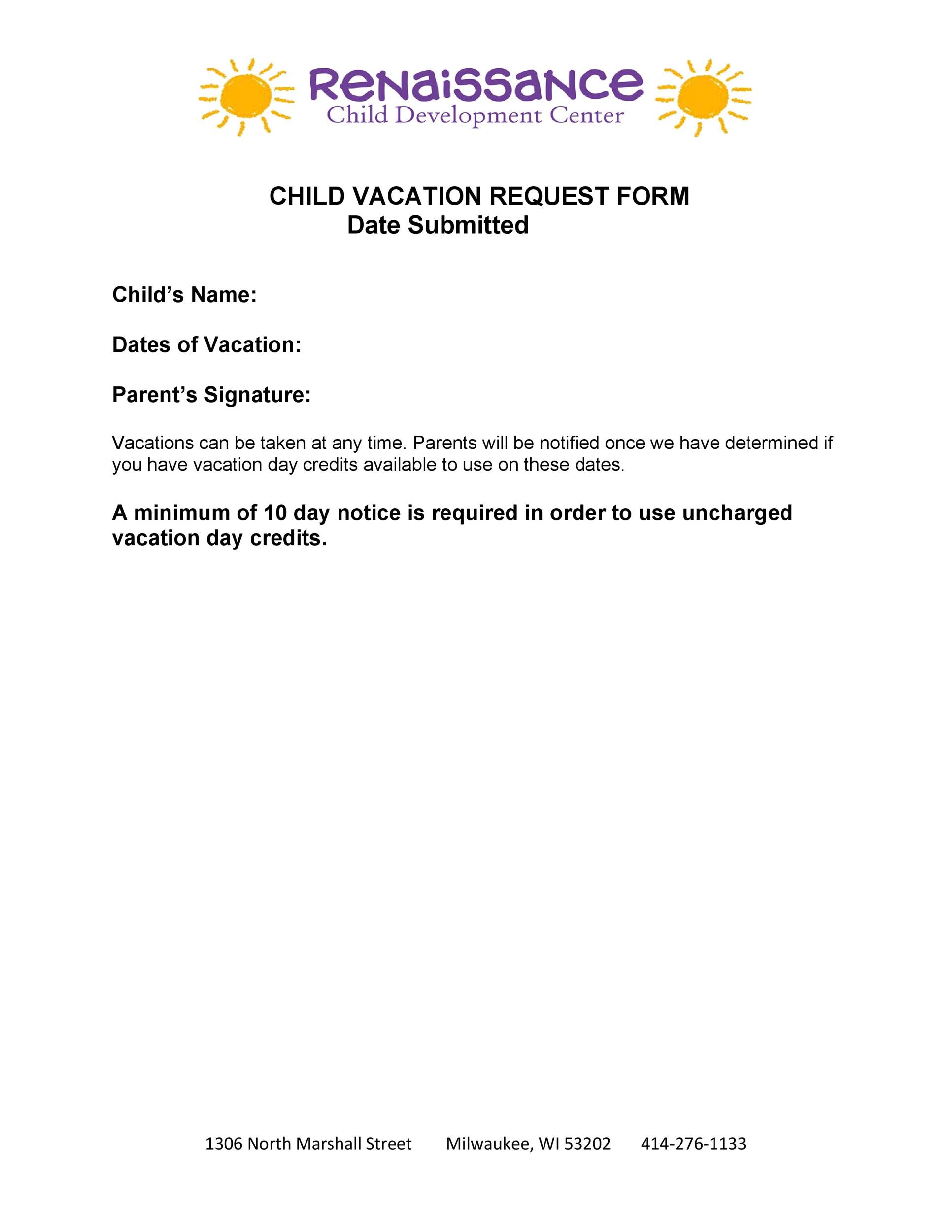 Free vacation request form 32