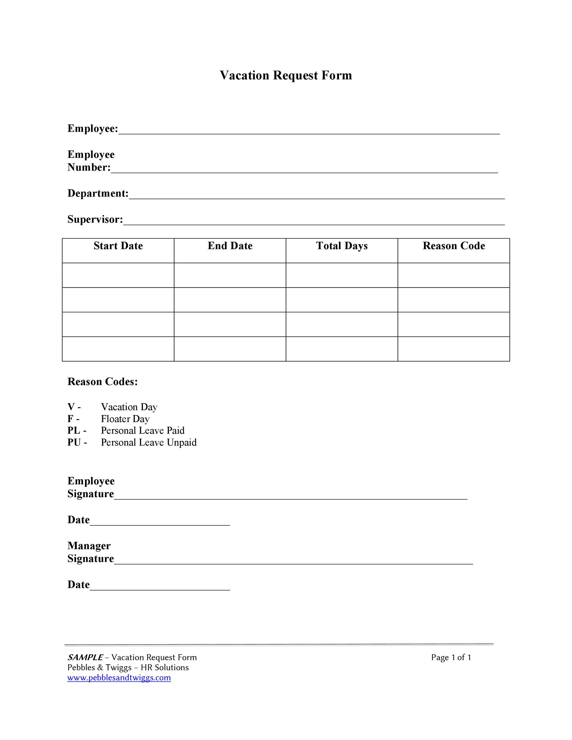 Vacation Request Forms Printable Printable Forms Free Online