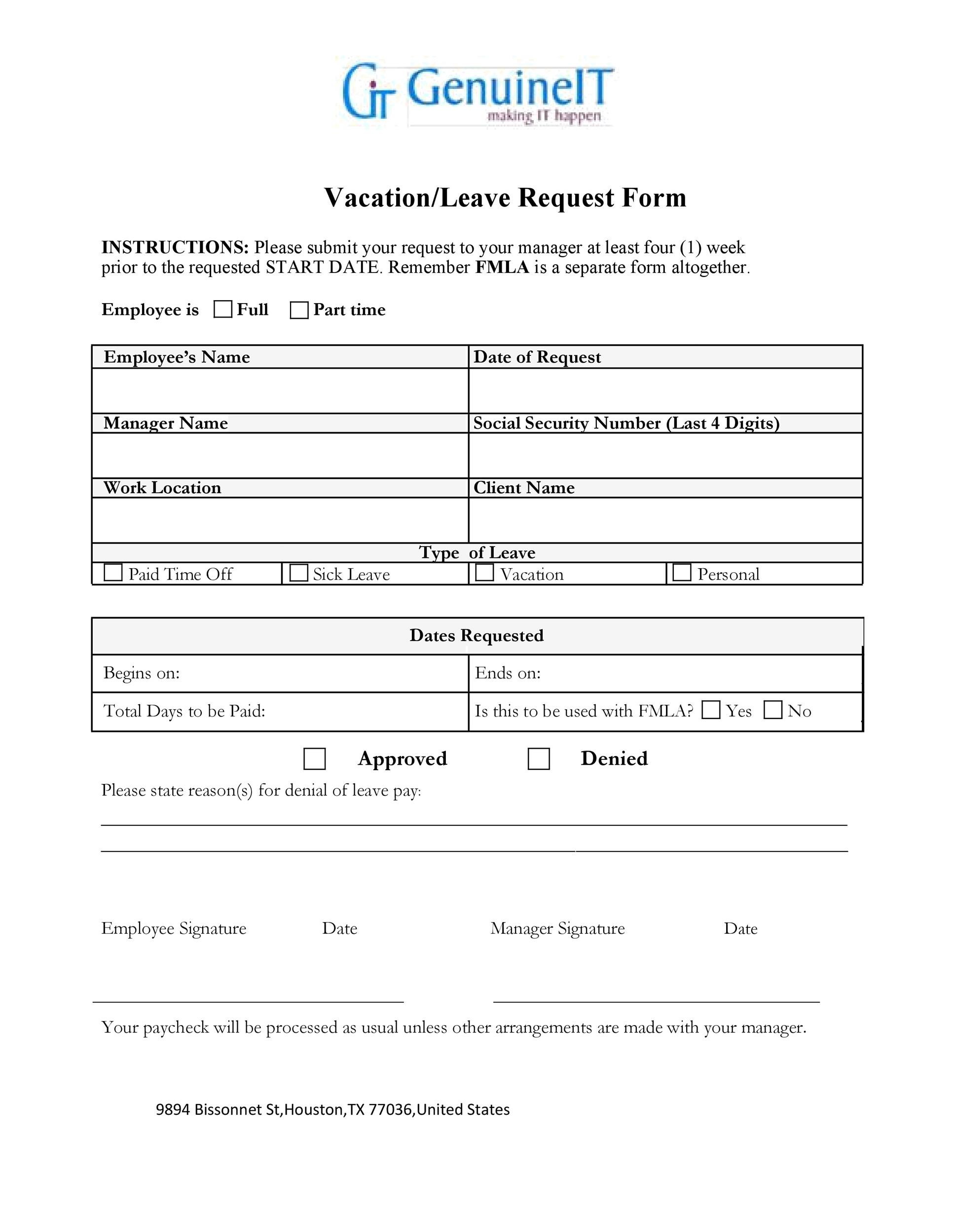 Free vacation request form 34