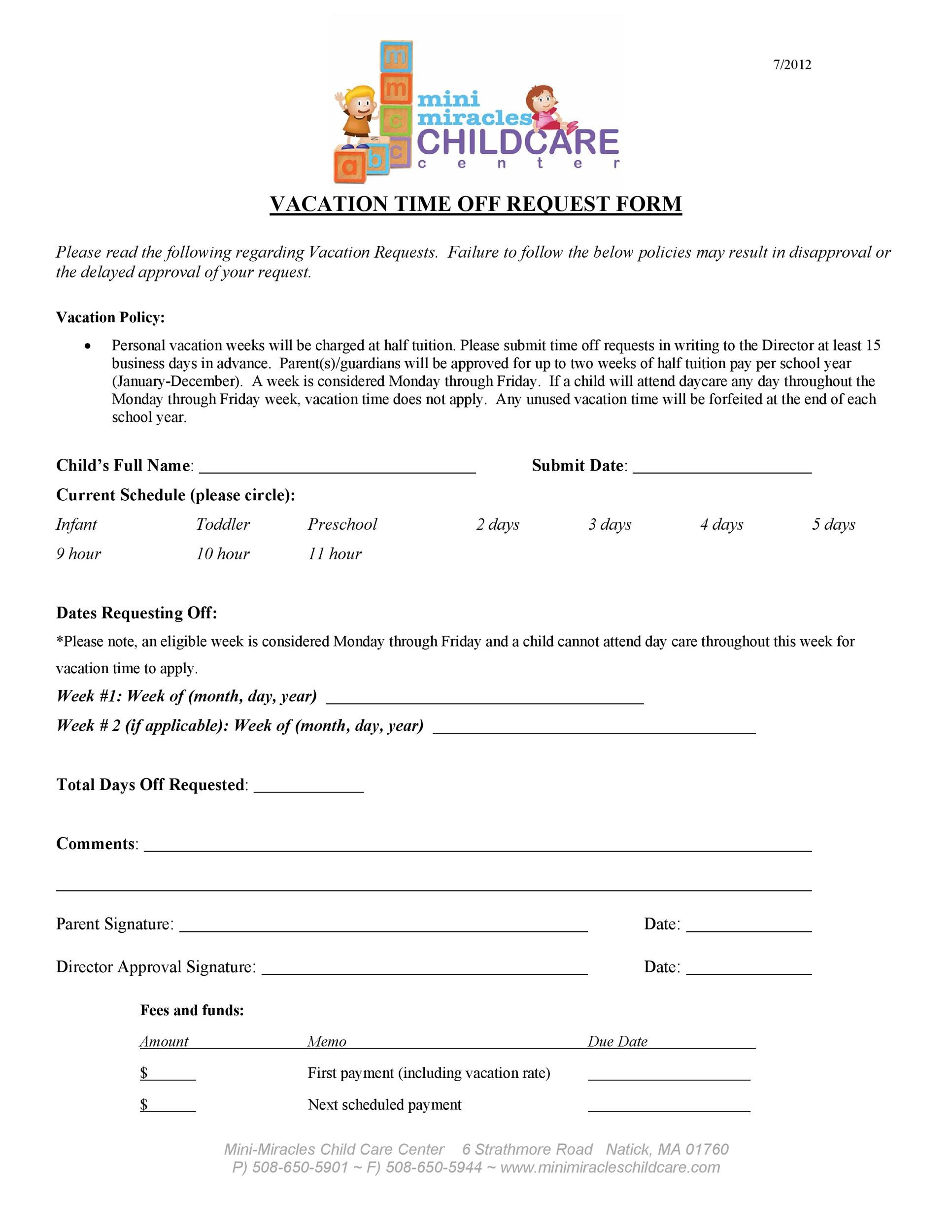 Free vacation request form 35