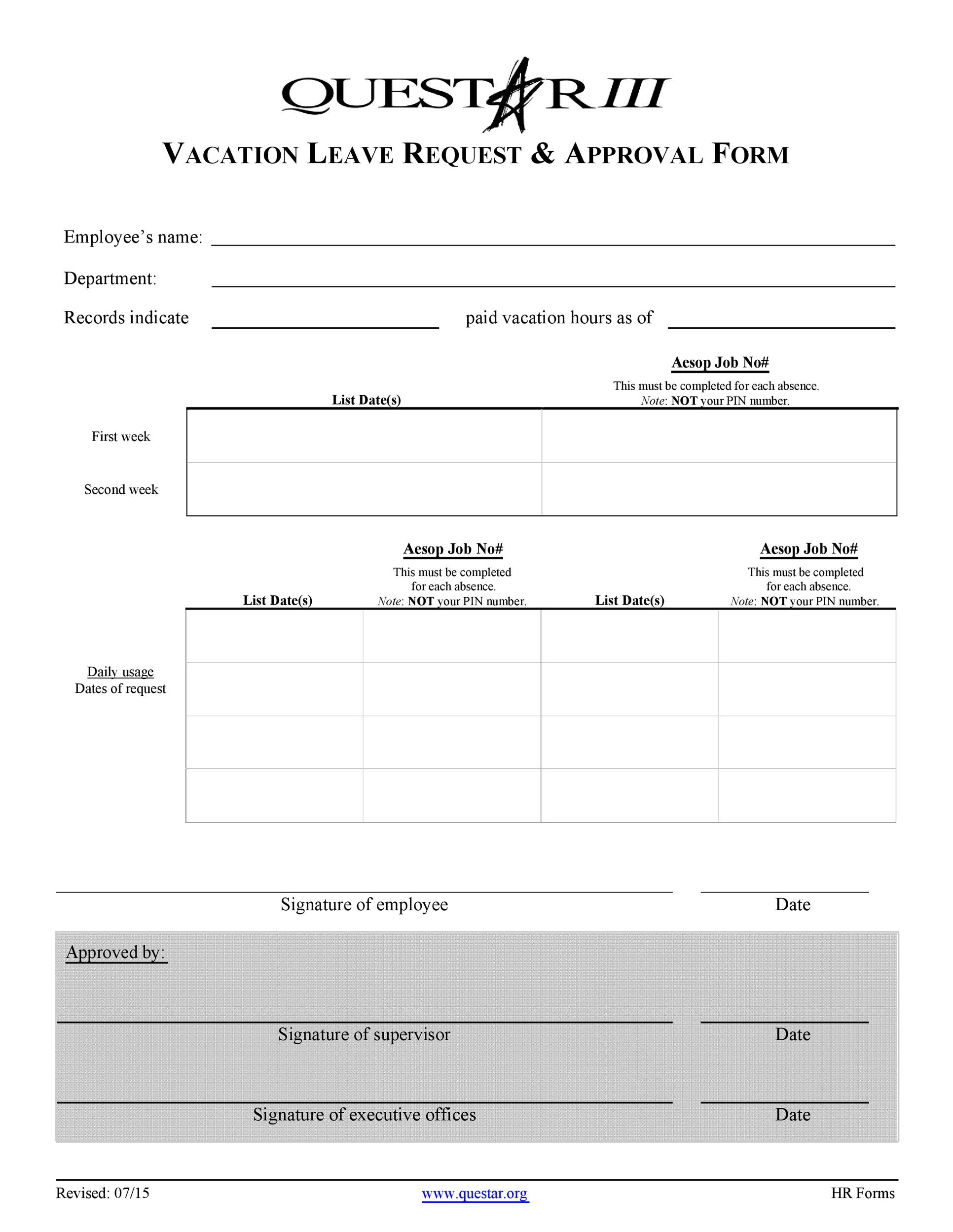 Free vacation request form 36