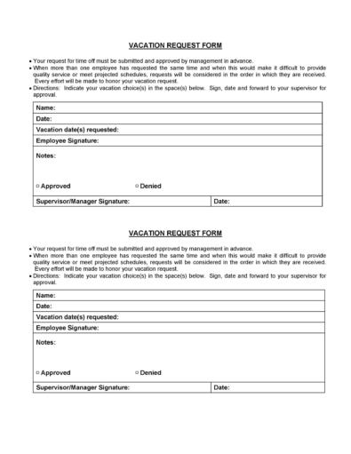 Vacation Request Forms