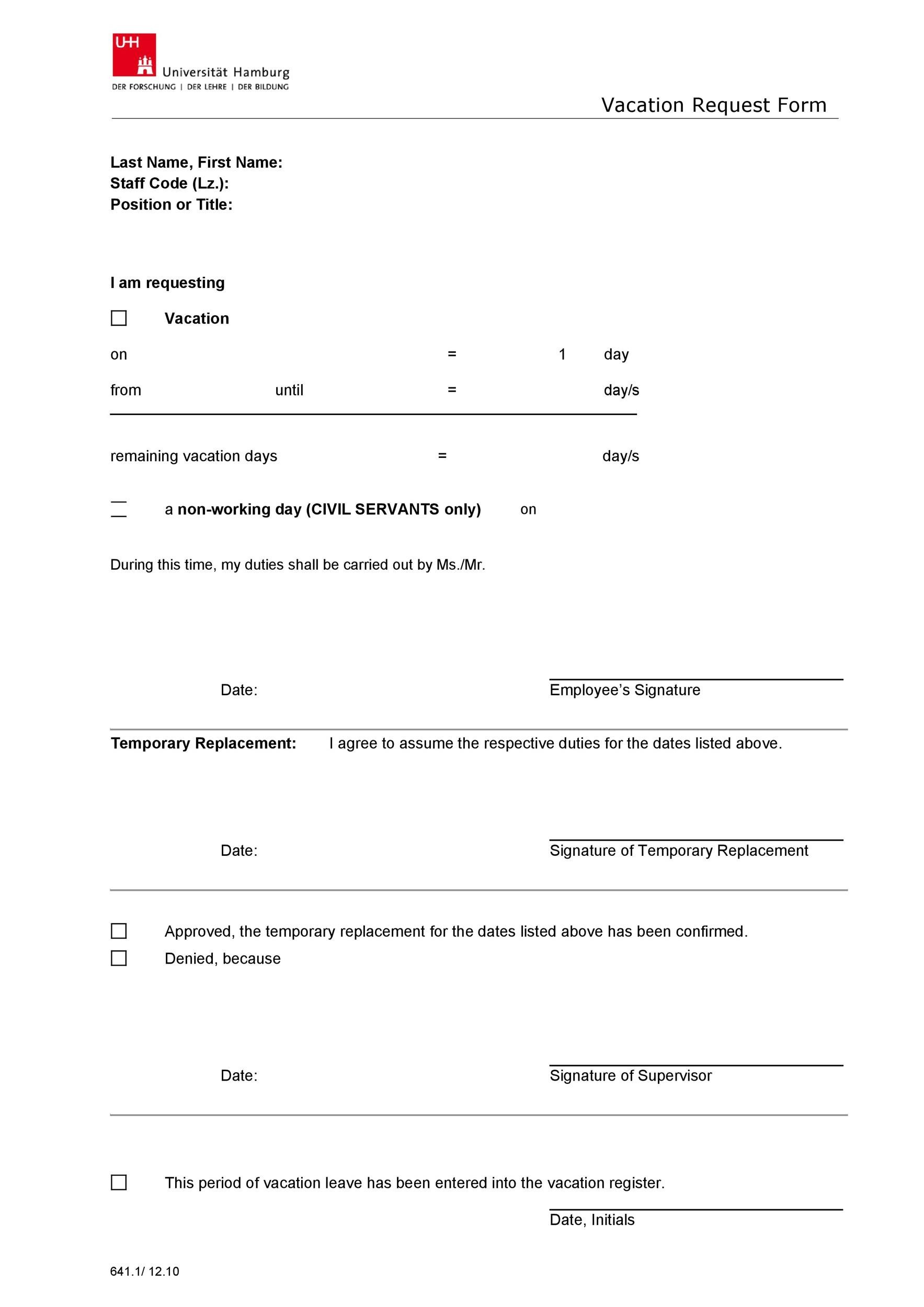 Free vacation request form 39