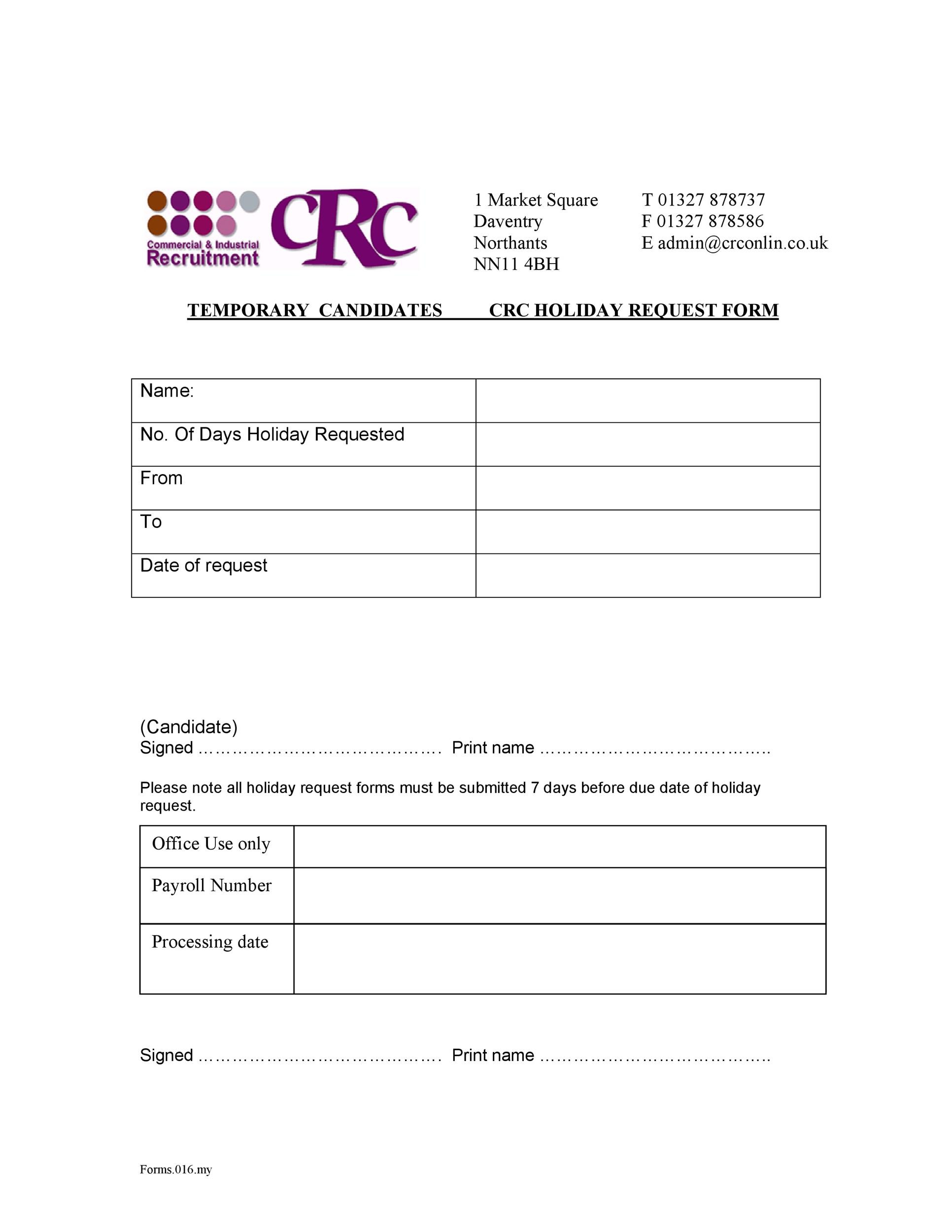 Free vacation request form 41
