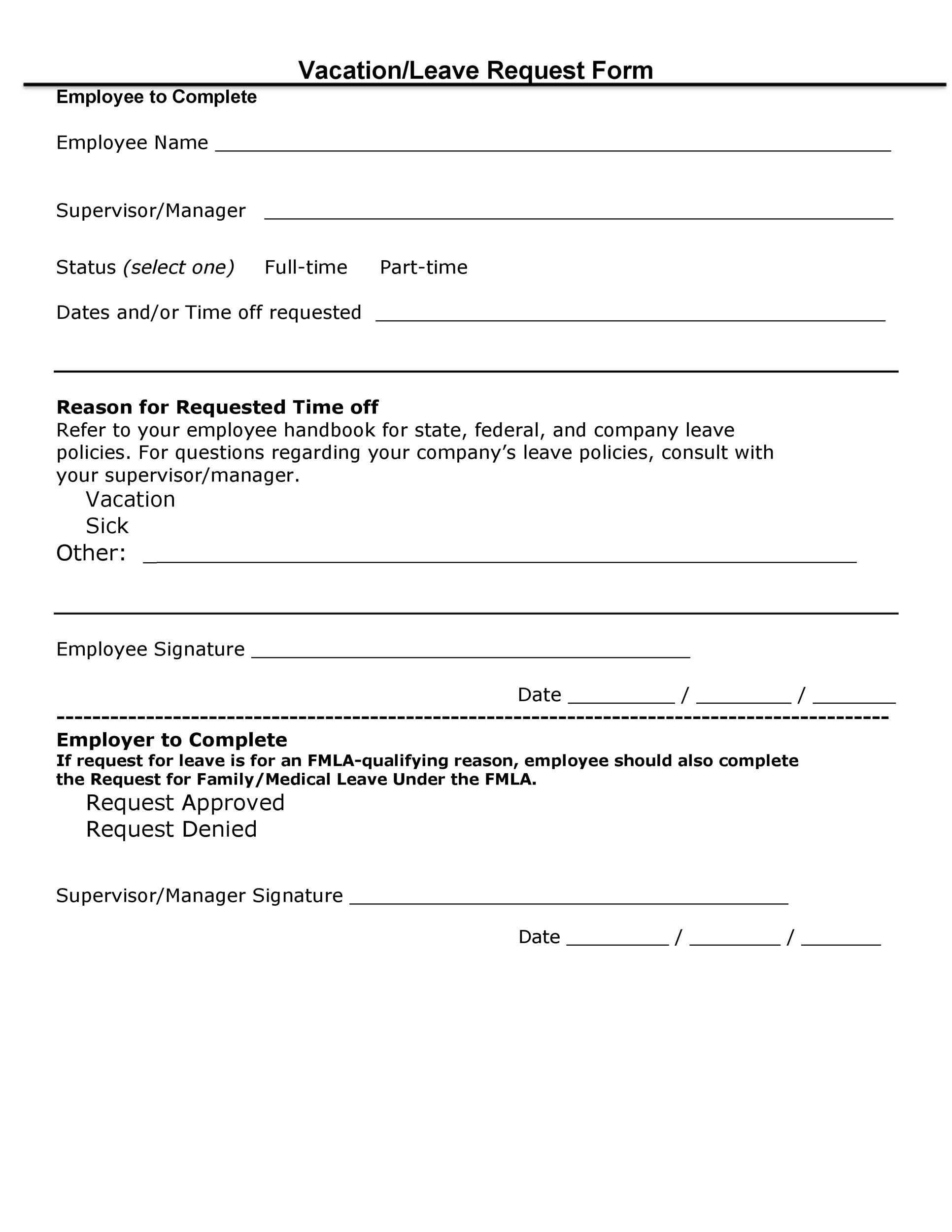 Free vacation request form 46