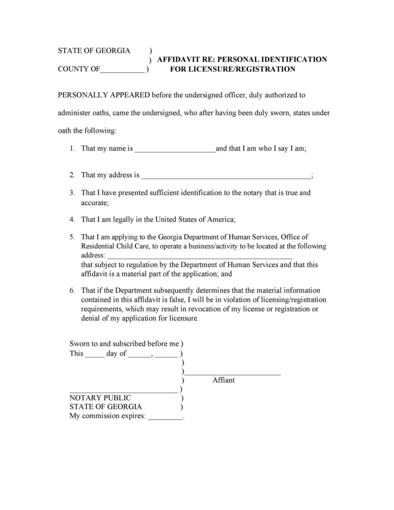 48 Free Affidavit of Identity Forms (MS Word) ᐅ TemplateLab
