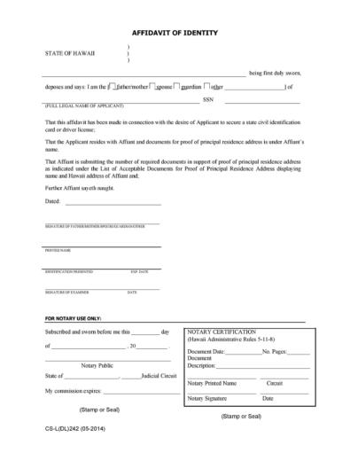 48 Free Affidavit of Identity Forms (MS Word) ᐅ TemplateLab