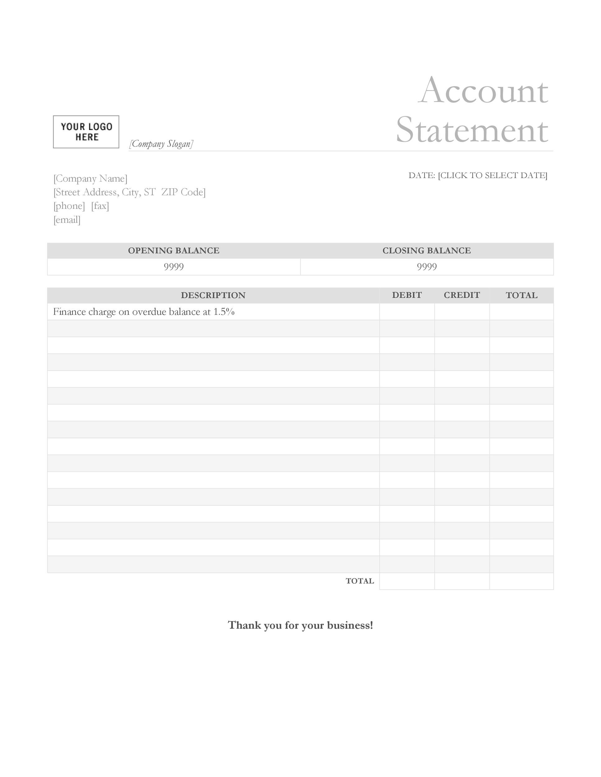 Bank Statement Template Editable