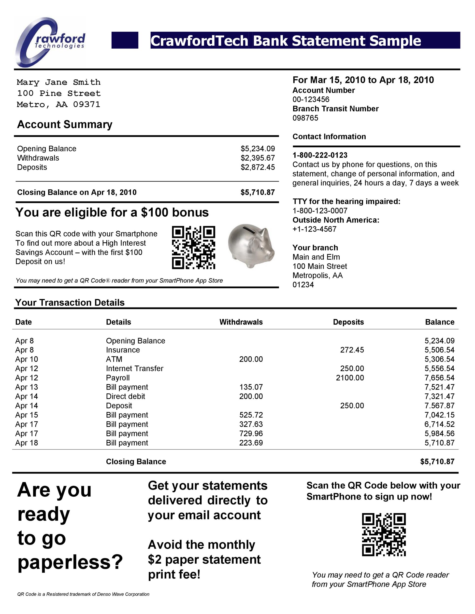 bank statement creator free