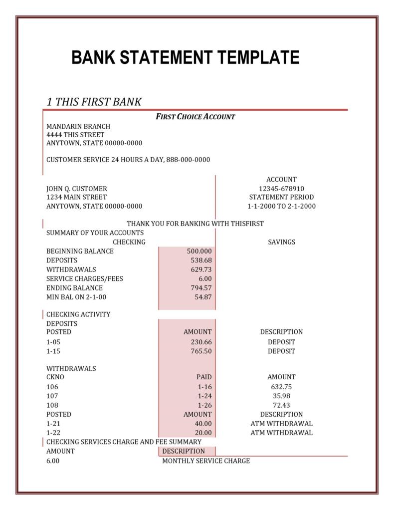 35 Editable Bank Statement Templates [FREE] ᐅ TemplateLab