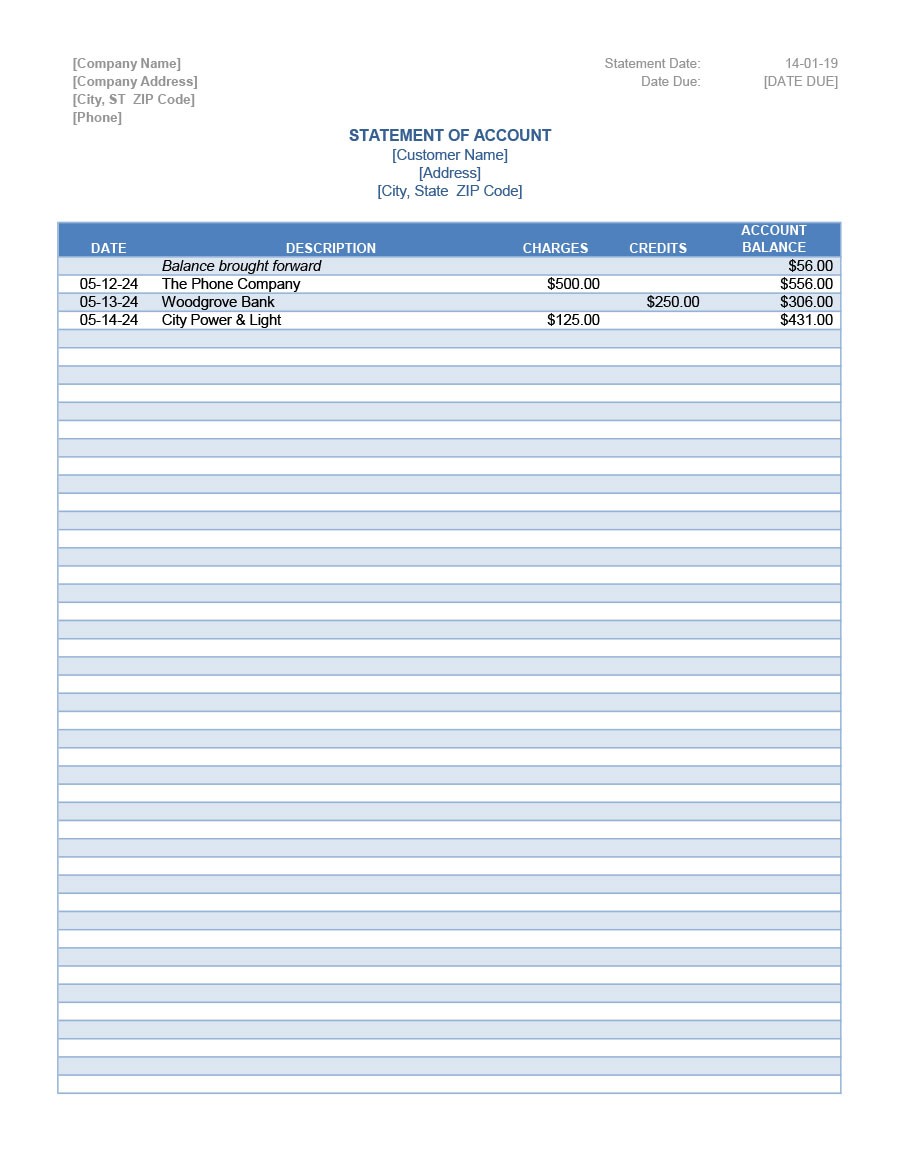 Free bank statement template 22