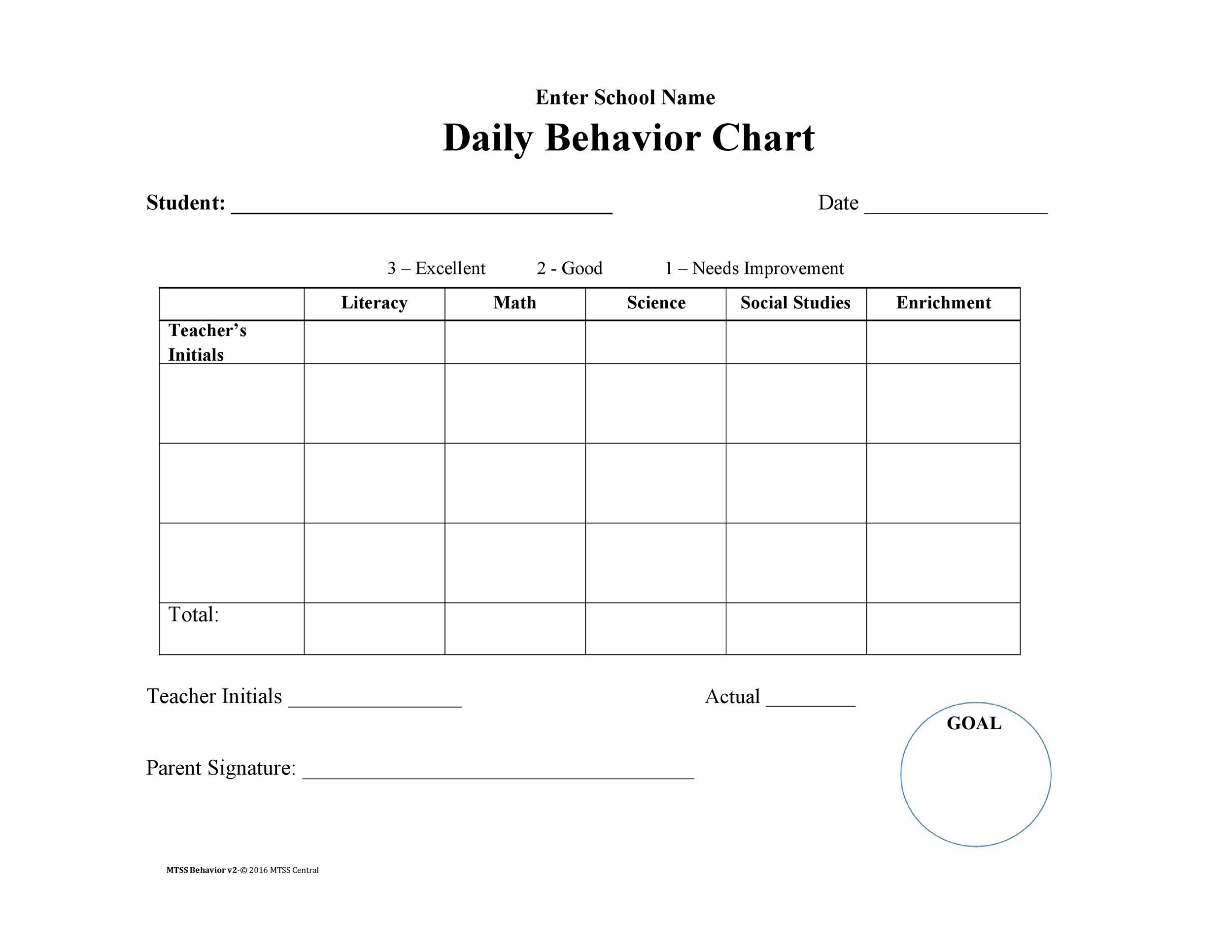 Free behavior chart 25