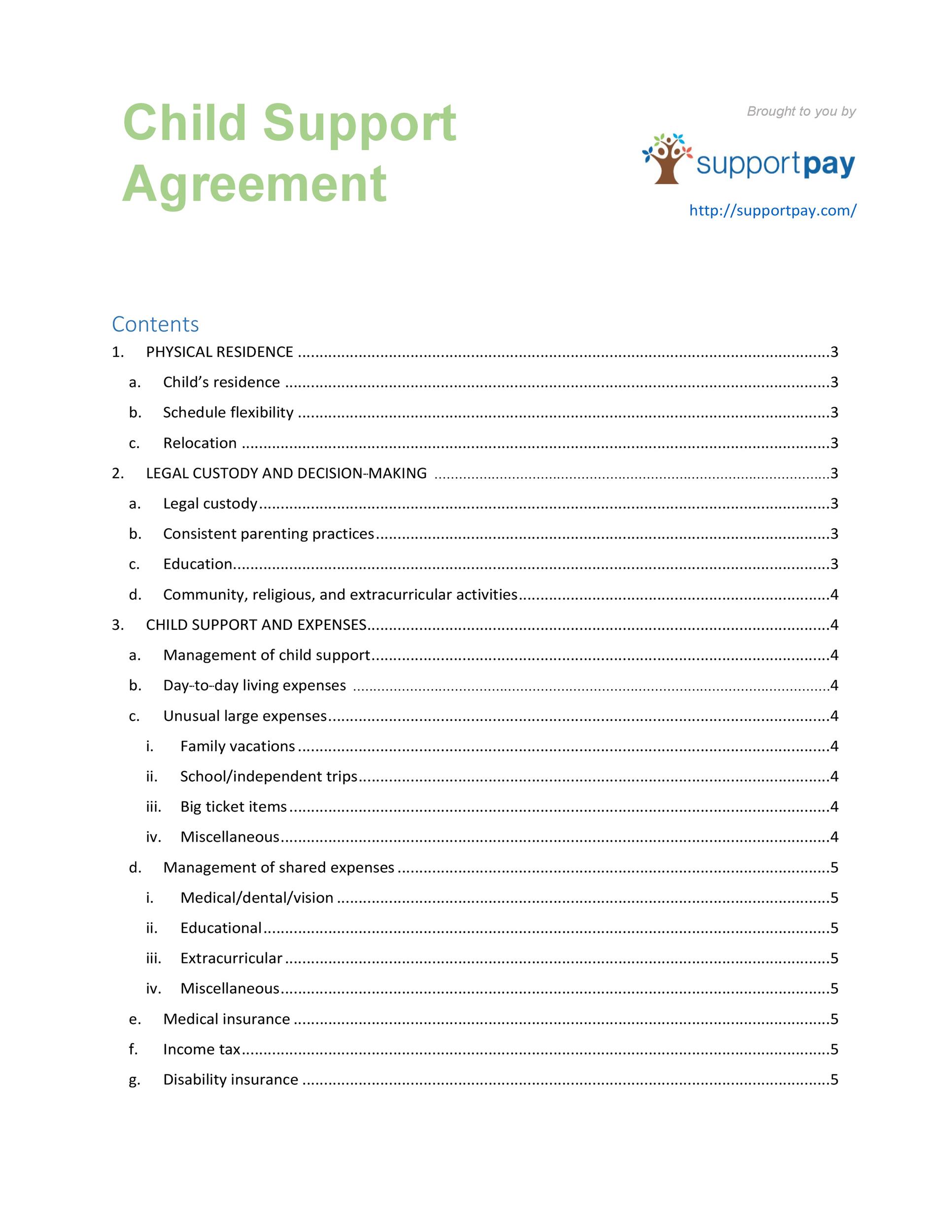 Free child support agreement 01
