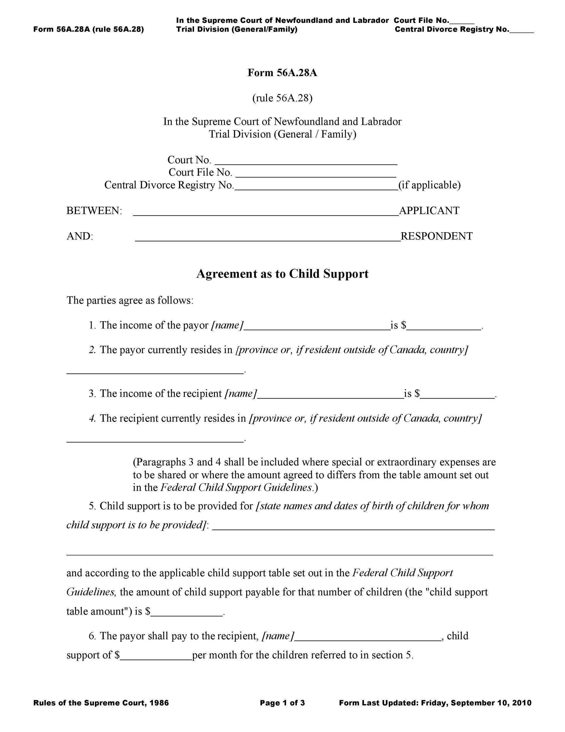 Free child support agreement 03