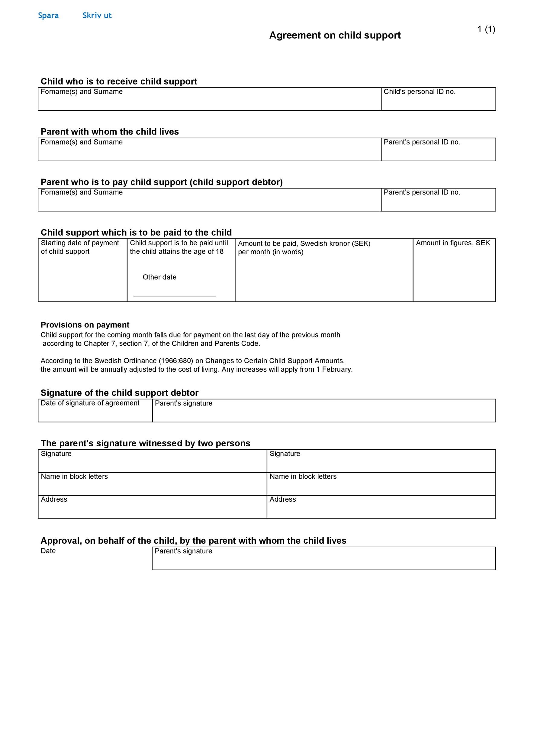 32 Free Child Support Agreement Templates Pdf Ms Word