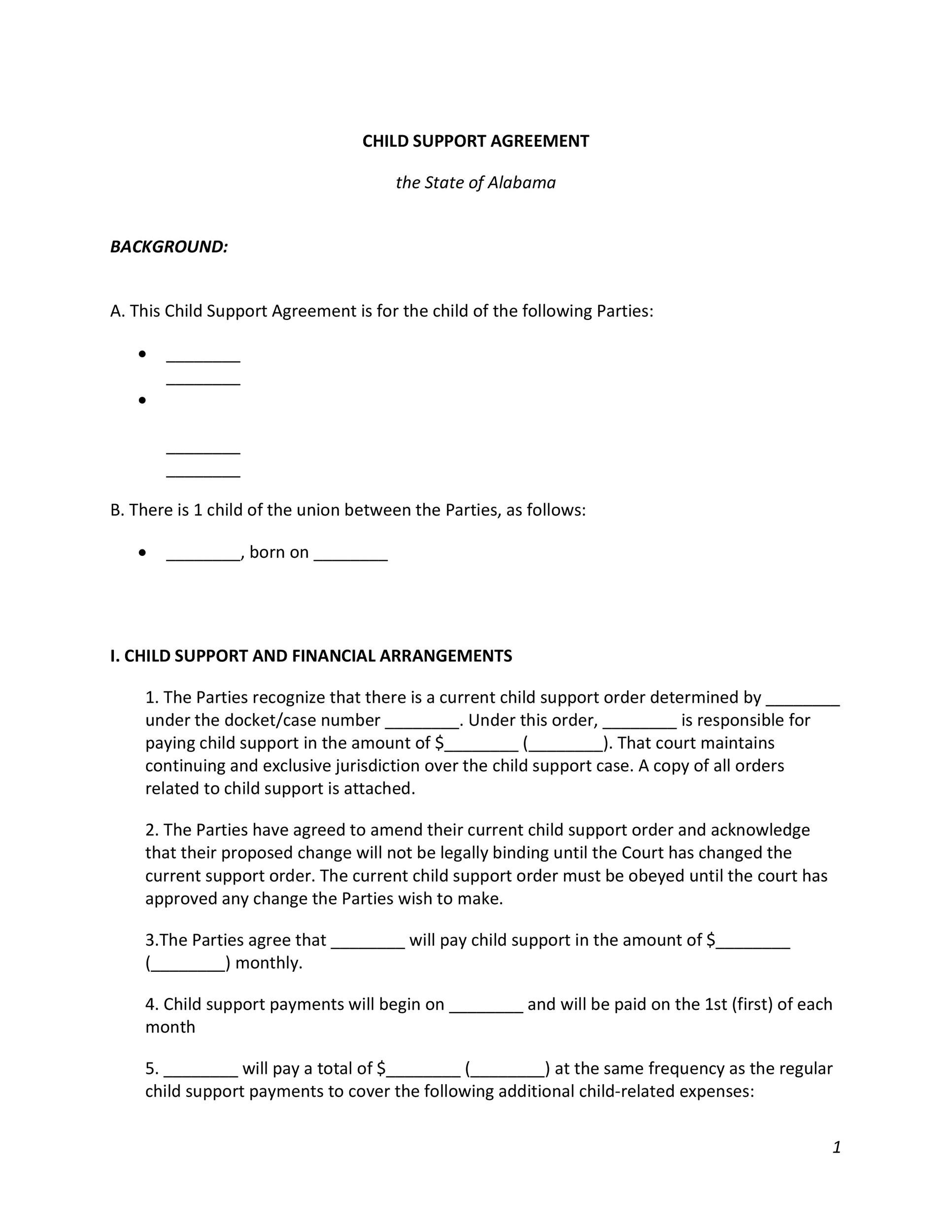 22 Free Child Support Agreement Templates (PDF & MS Word)