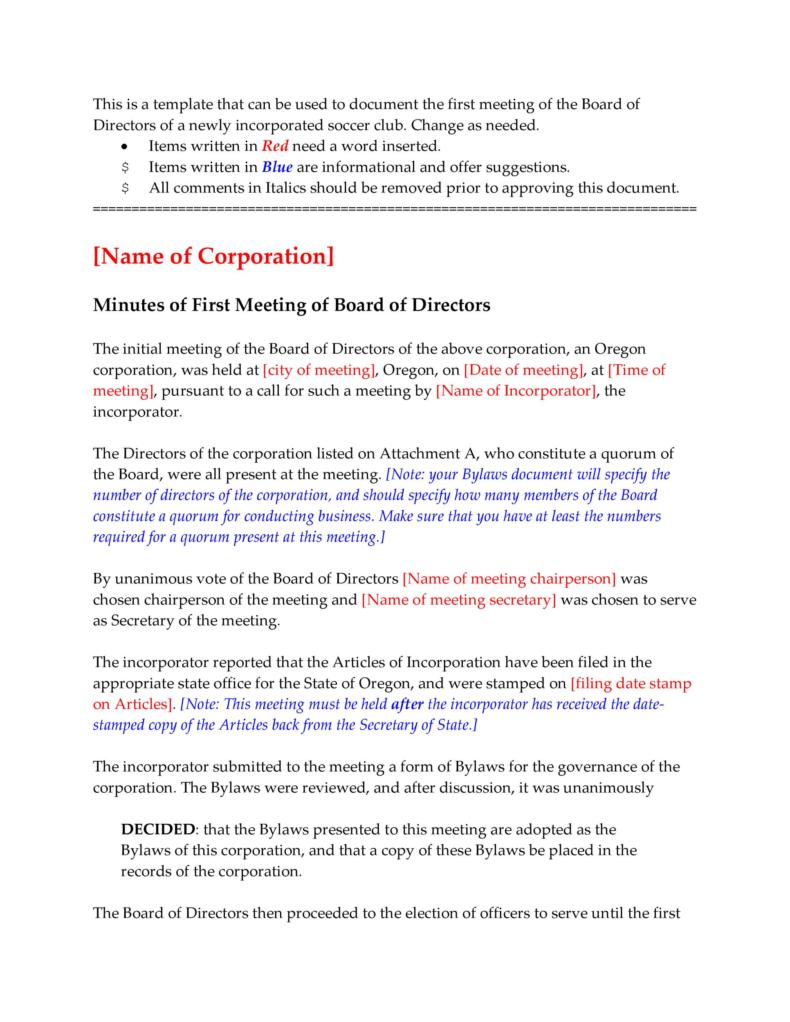 33 Professional Corporate Minutes Templates (Word/PDF) ᐅ TemplateLab