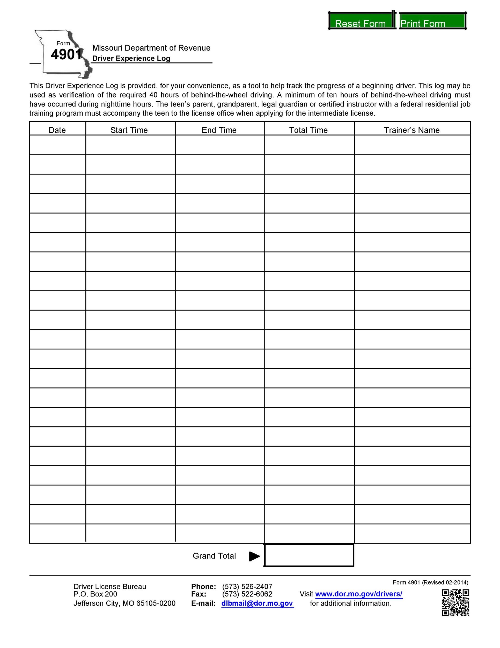 Printable truck driver timesheet template