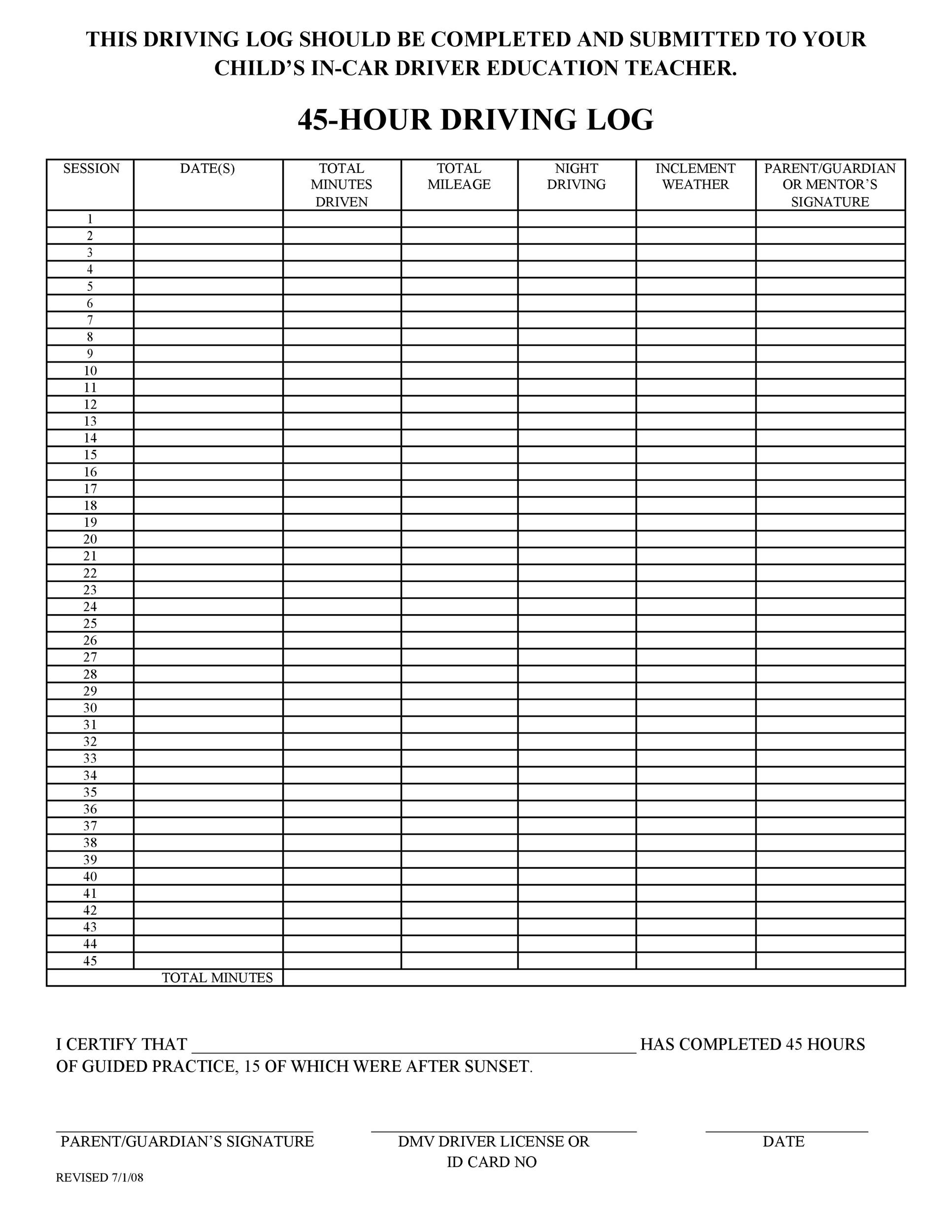 Free Printable Driver's Daily Log Book Templates [Excel, PDF] Example