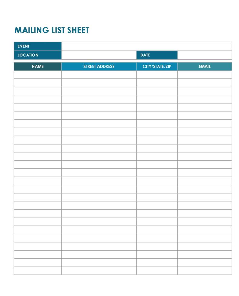 Free Printable Email List Template