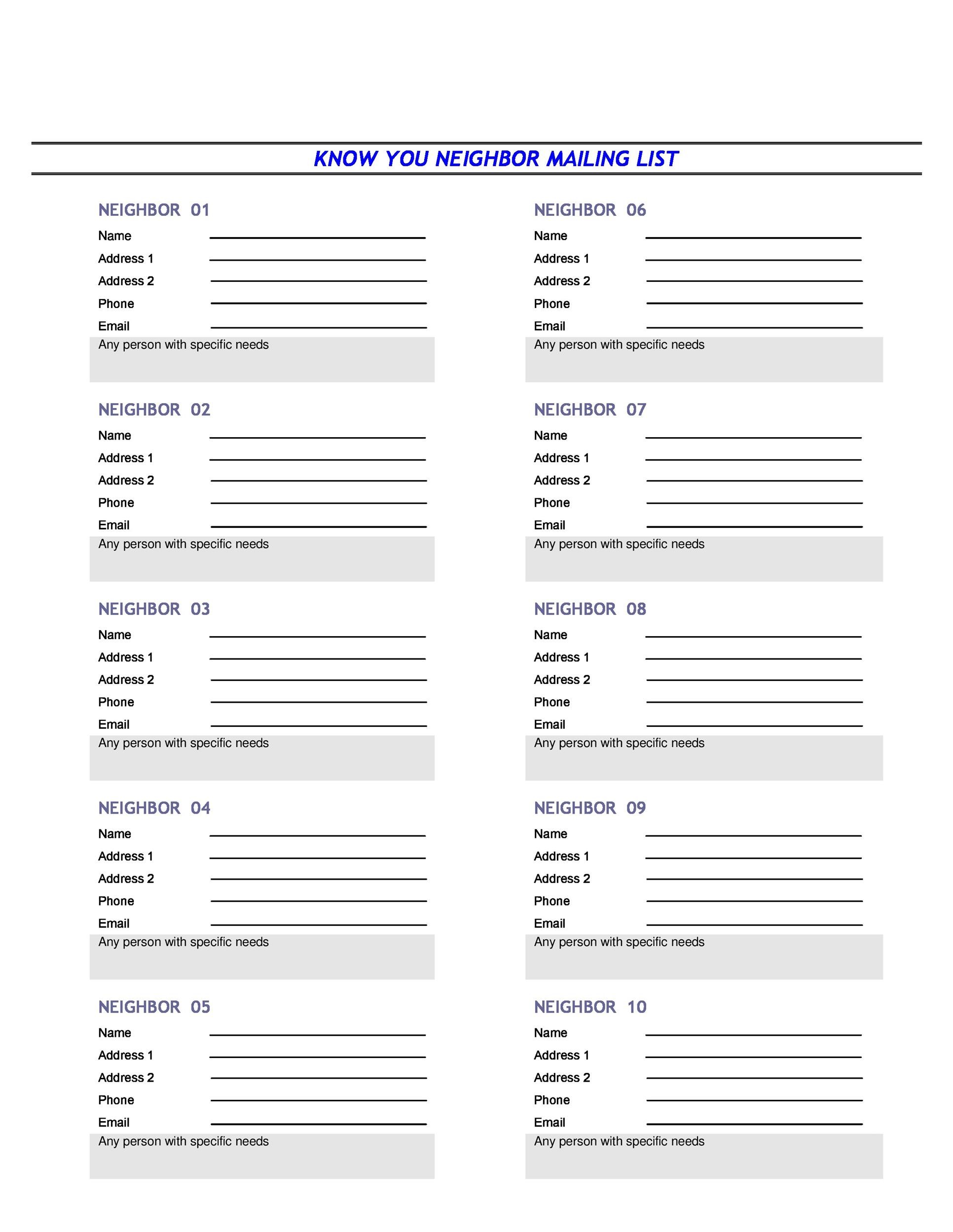 37 Free Email List Templates (PDF MS Word Excel) ᐅ TemplateLab