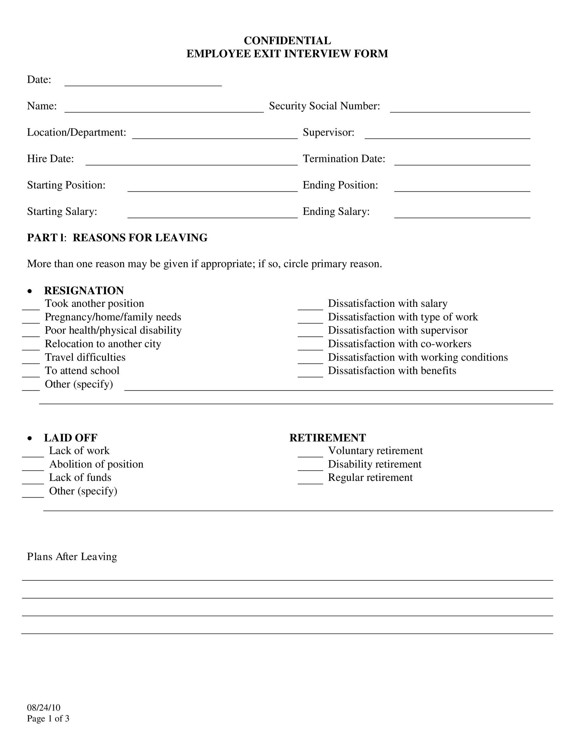 Free exit interview template 06