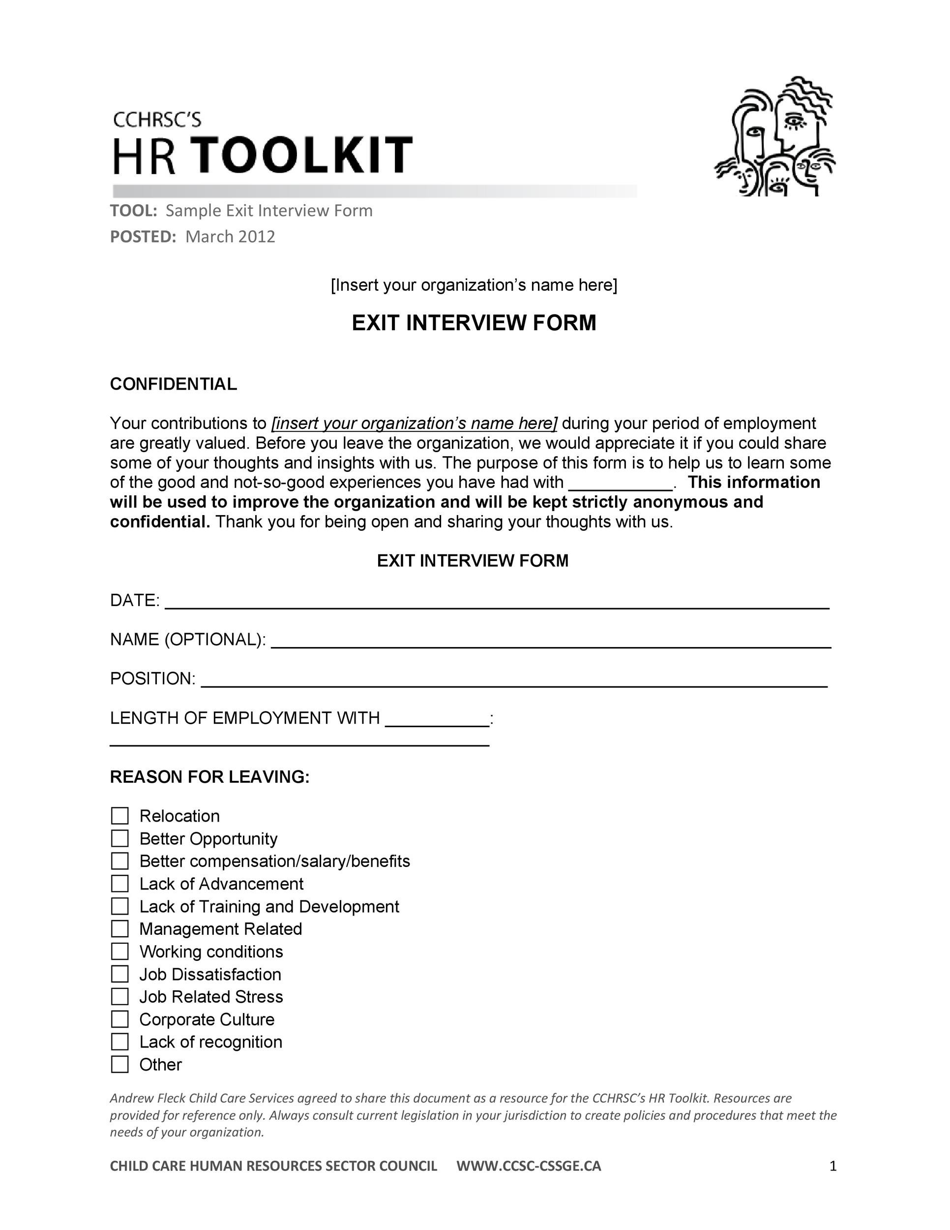 Free exit interview template 12