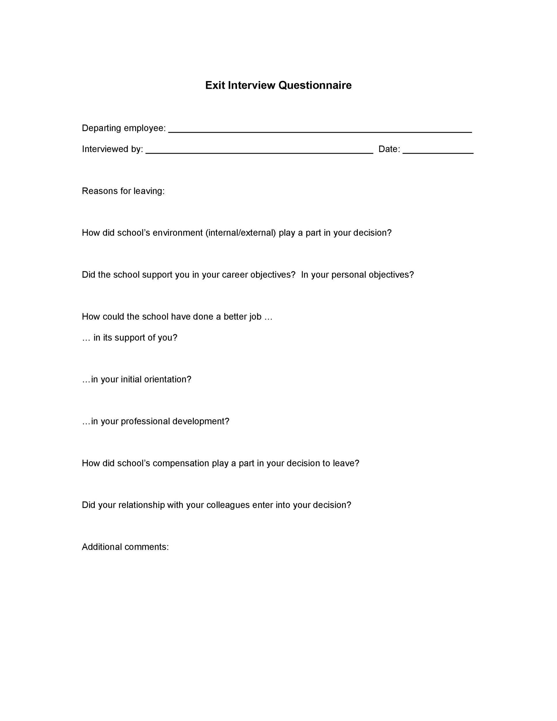 Free exit interview template 18