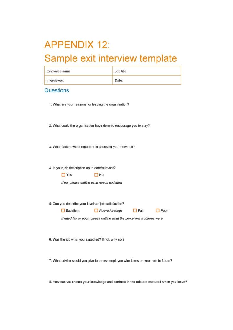 Types Of Exit Interview Documents Free Pdf Doc Excel Format - Bank2home.com