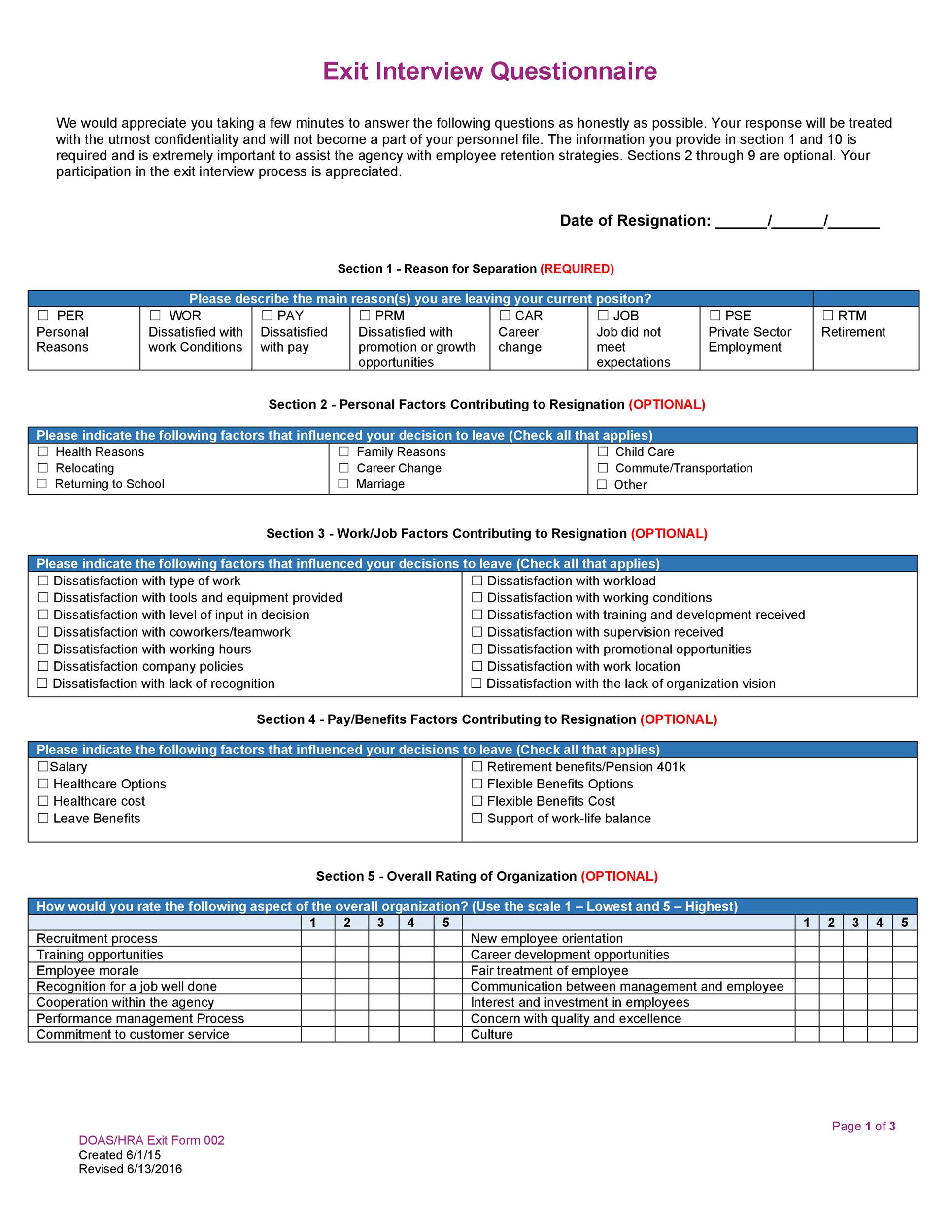 Printable Exit Interview Questions Template - Printable Templates Free